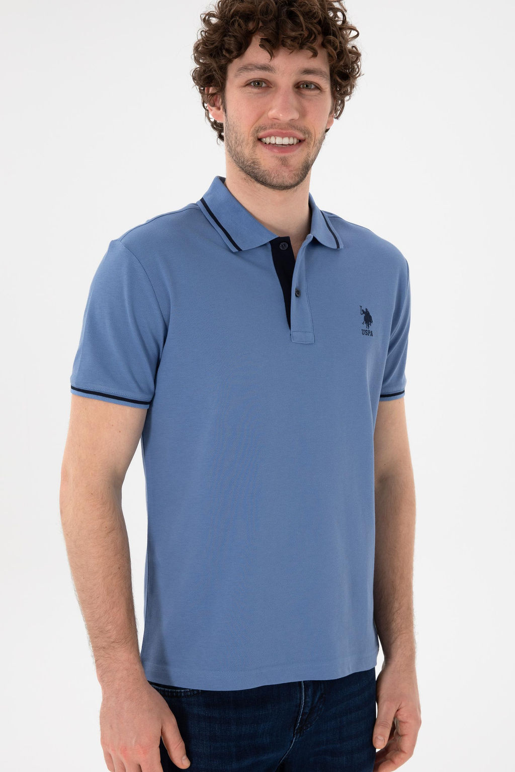 Erkek Slim Fit Polo Yaka Koyu Mavi Basic Ti__rt Sepette S_rpriz _ndirim - U.s. polo assn фото 4