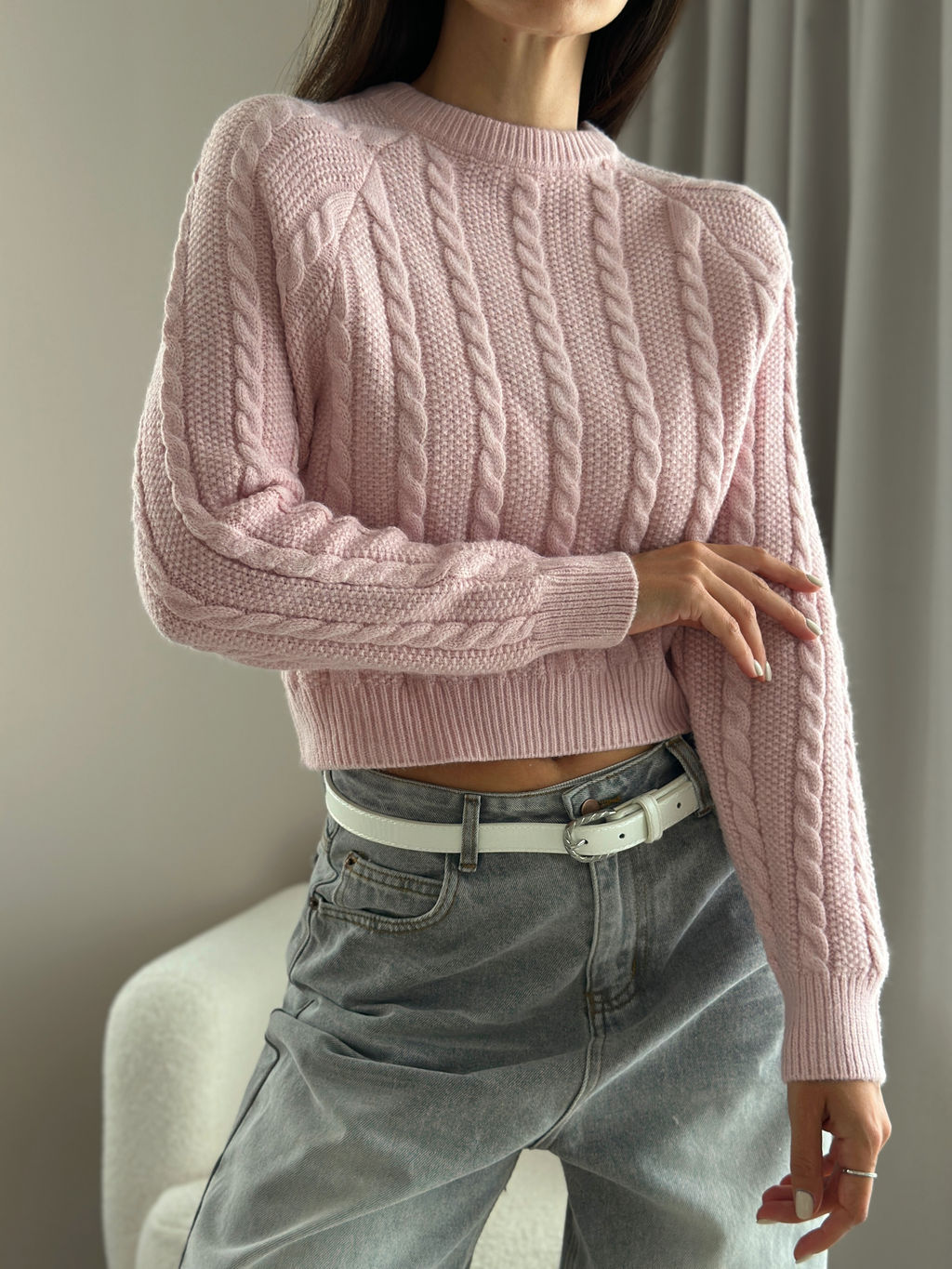 Кроп-свитер Эми (розовый) One Size - Nadi bordo фото 11