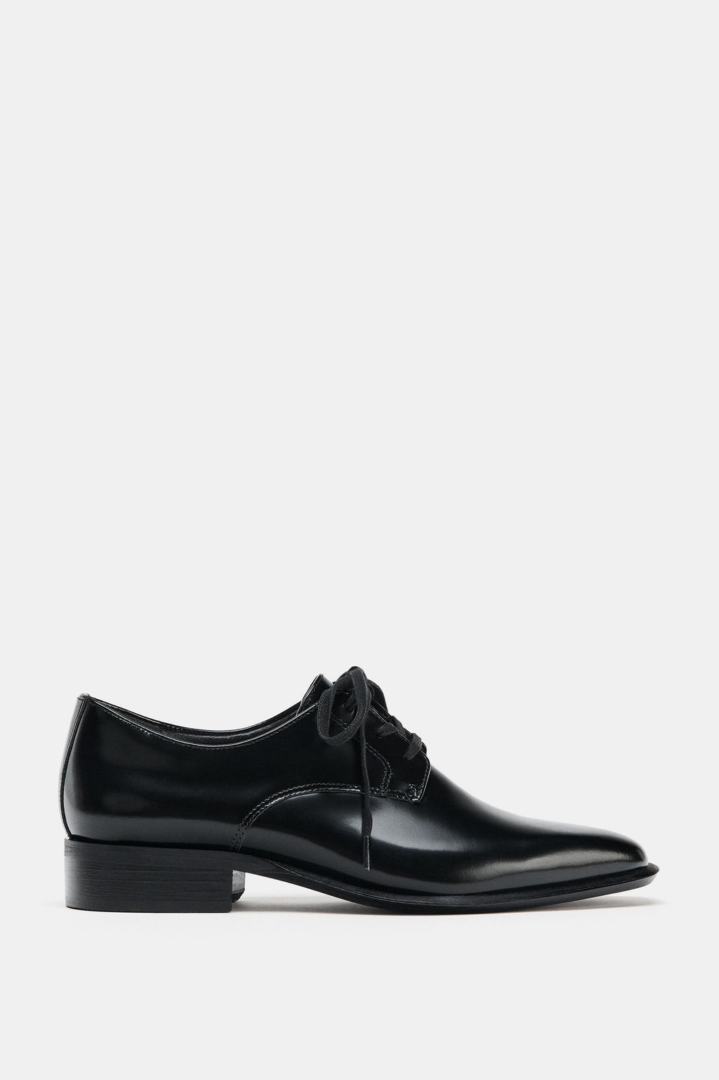 LEATHER LACE-UP DERBY SHOES - Zara фото 3