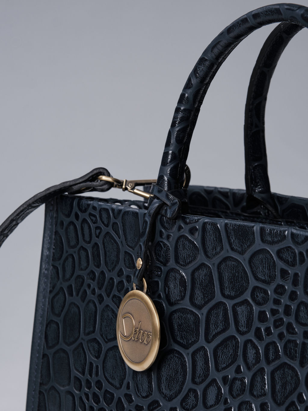 Сумка кожаная шоппер Deboro 30638 синий камень