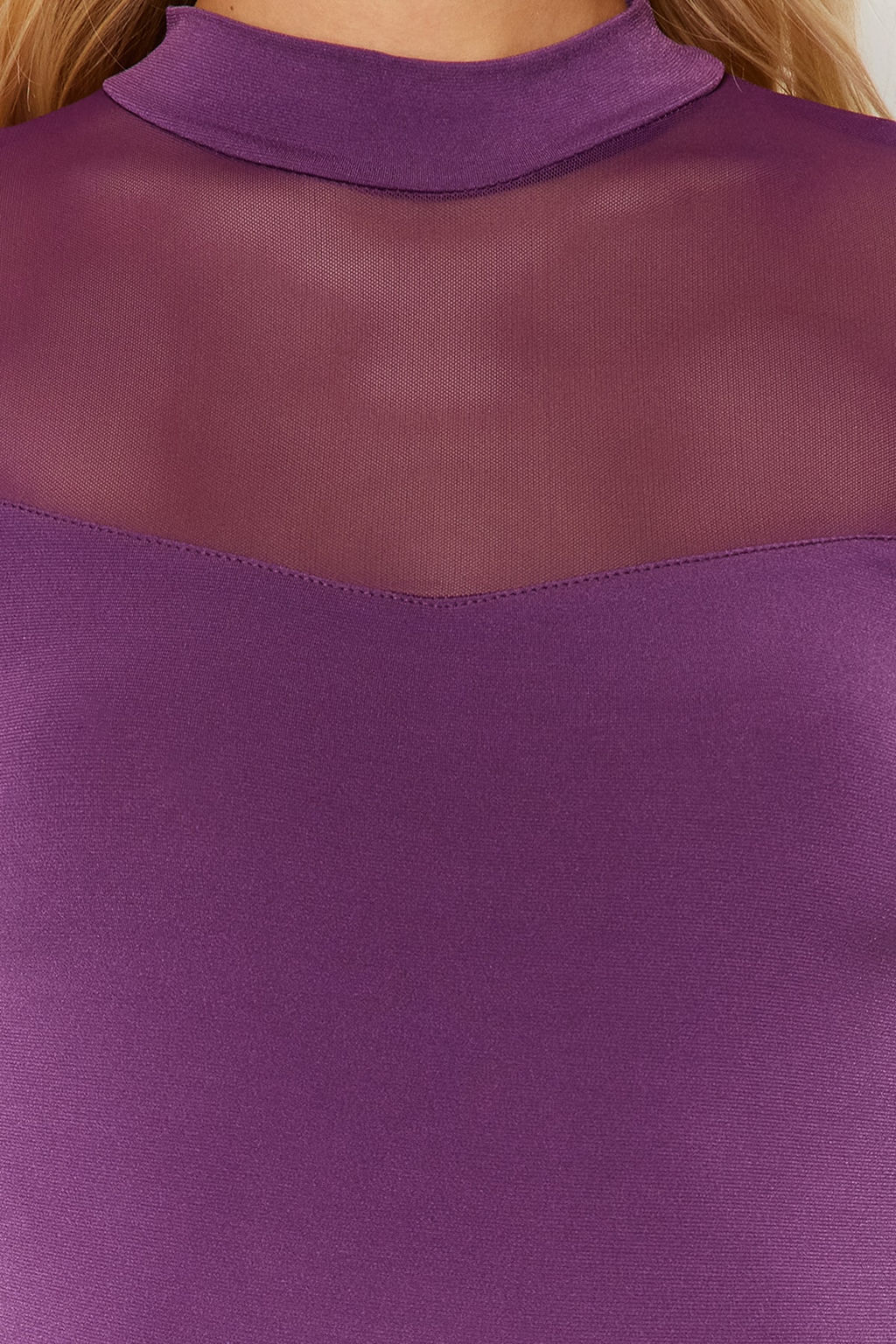 TRENDYOLMILLA Siyah Slim Tul Detayl? Uzun Kollu Dik Yaka Alttan C?tc?tl?Esnek Orme Body TWOAW24BD00049  фото 4