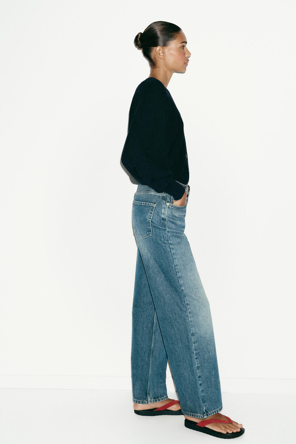 JEANS Z1975 STRAIGHT TAPERED TIRO ALTO CINTUR?N / Azul claro - Zara фото 16