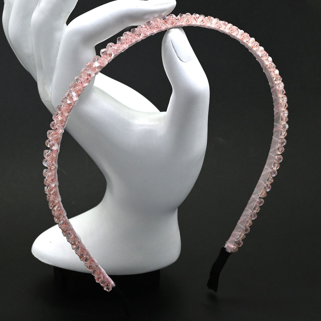 Ободок для волос с цирконом, цвет розовый