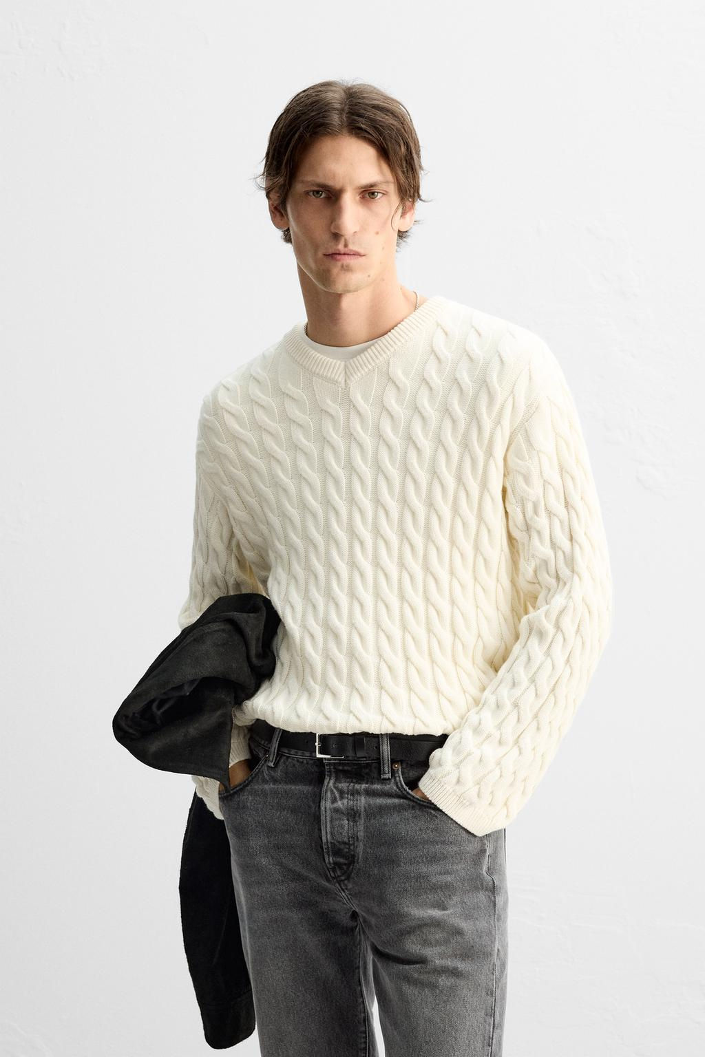 TEXTURED CABLE-KNIT SWEATER - Zara фото 2