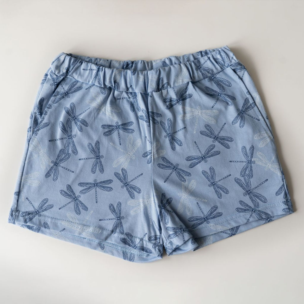 Шорты женские, модель 145, трикотаж (Стрекозы, голубой)