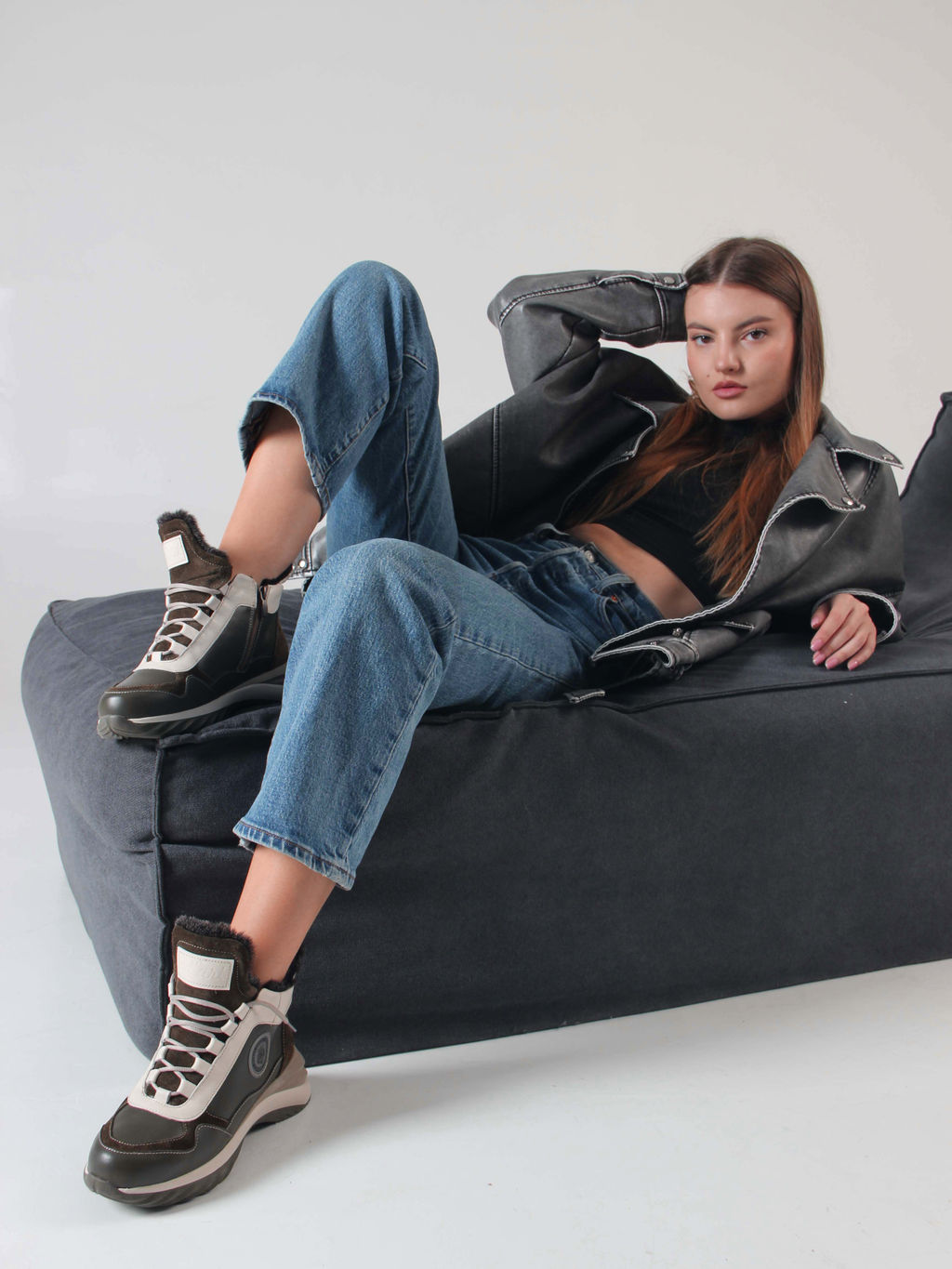 Ботинки 350.uno2gr. хаки бежевый/Байка