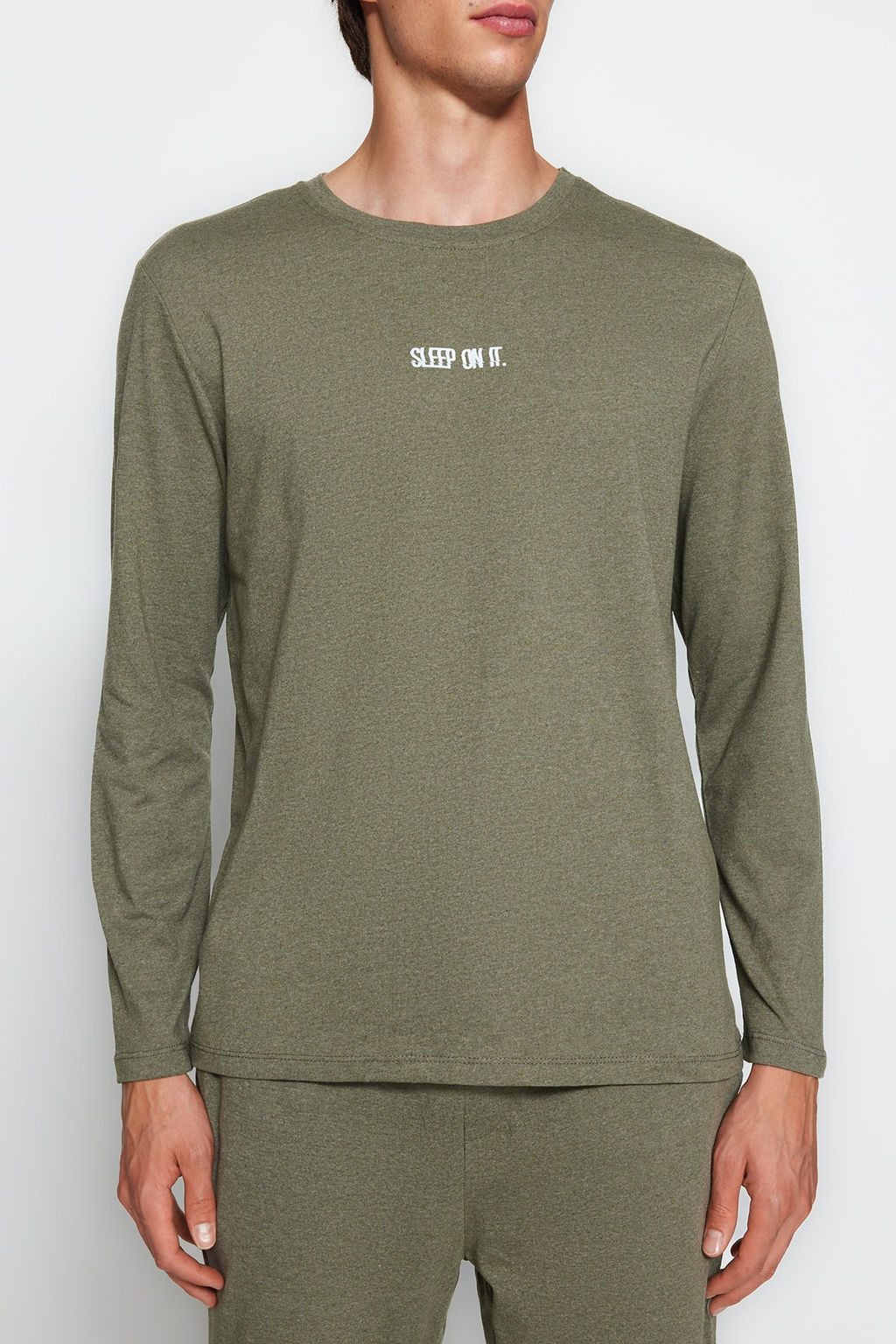 TRENDYOL MAN Lacivert Regular Fit Bask?l? Orme Pijama Tak?m? TMNAW24PT00005 - Trendyolmilla фото 18