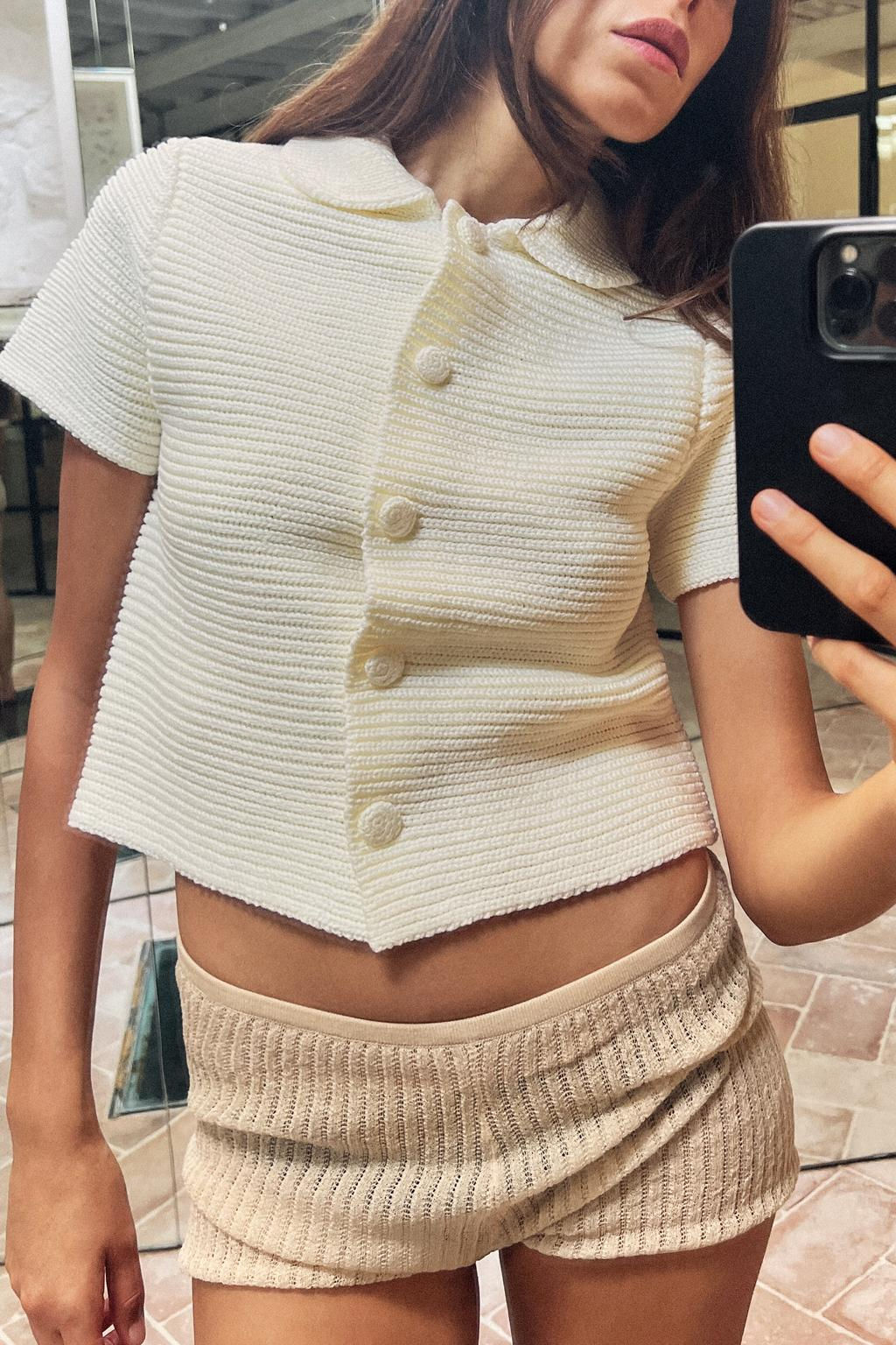 CHUNKY KNIT CARDIGAN WITH PETER PAN COLLAR - Zara фото 8