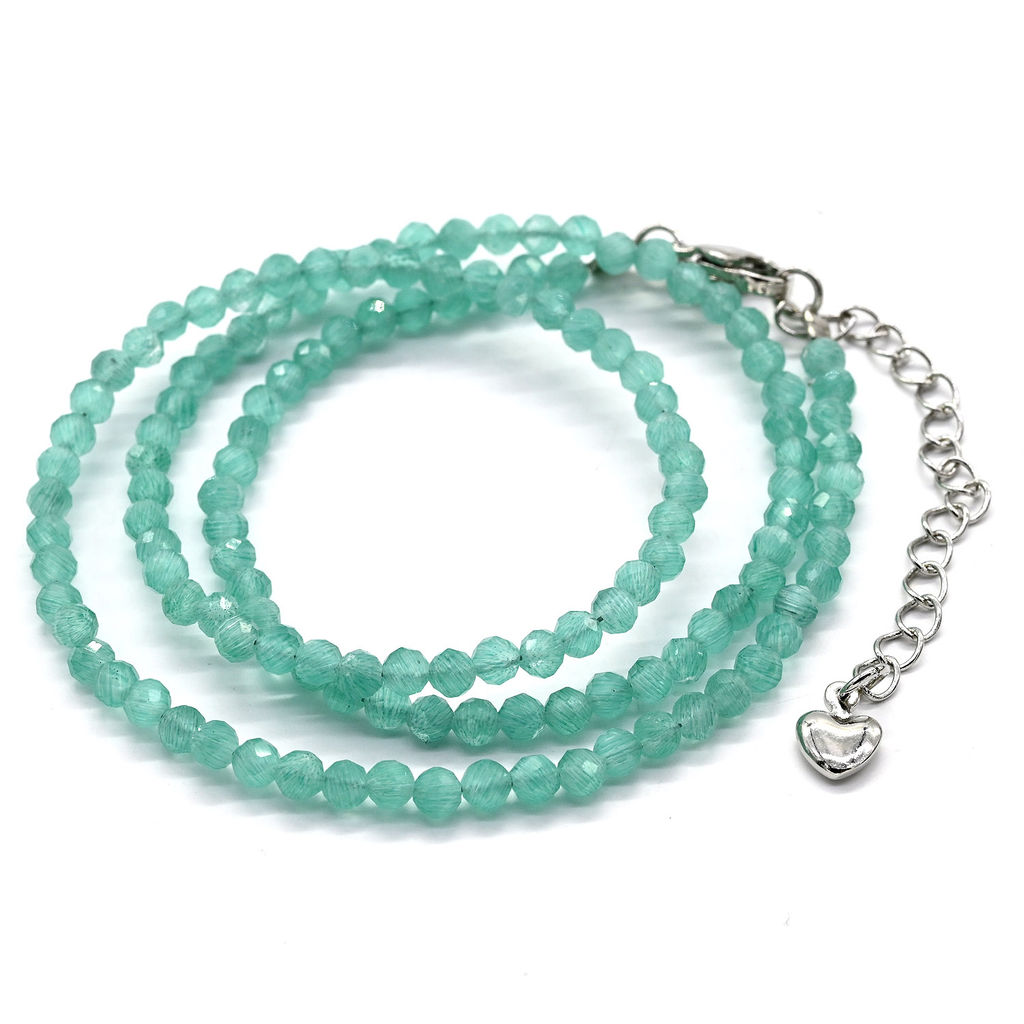 Чокер из улексита с эффектом кошачьего глаза шарик граненый 3мм цвет яркий мятный, 40см Радуга камня