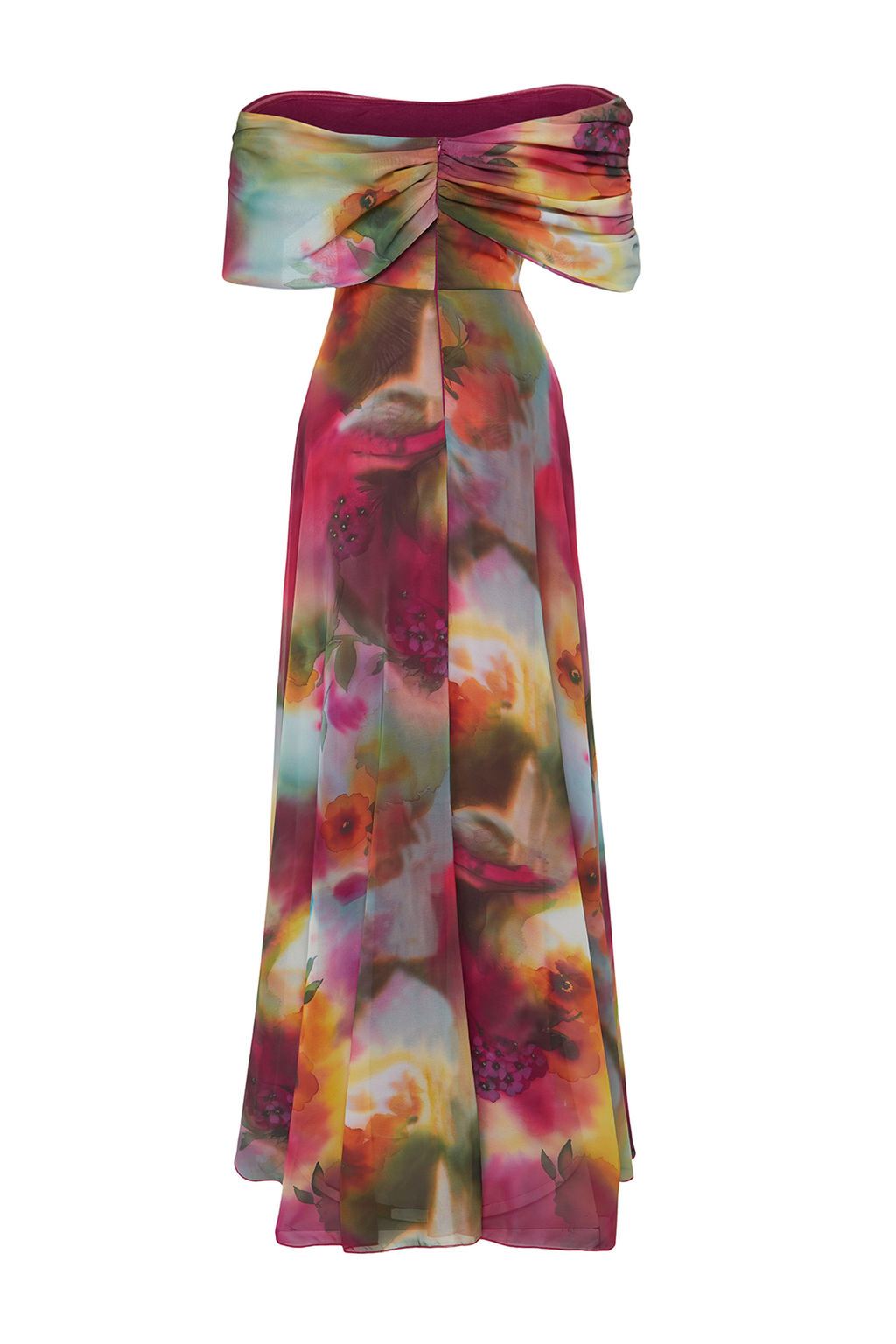 Cok Renkli A-Kesim Astarl? Asimetrik Yaka Sifon Dokuma Uzun Ucus Ucus Abiye Elbise TPRSS24AE00055 - Trendyolmilla фото 8