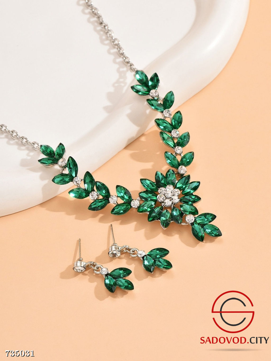 Комплект ожерелье и сережки с цветком и кристаллами - Bruno фото 14