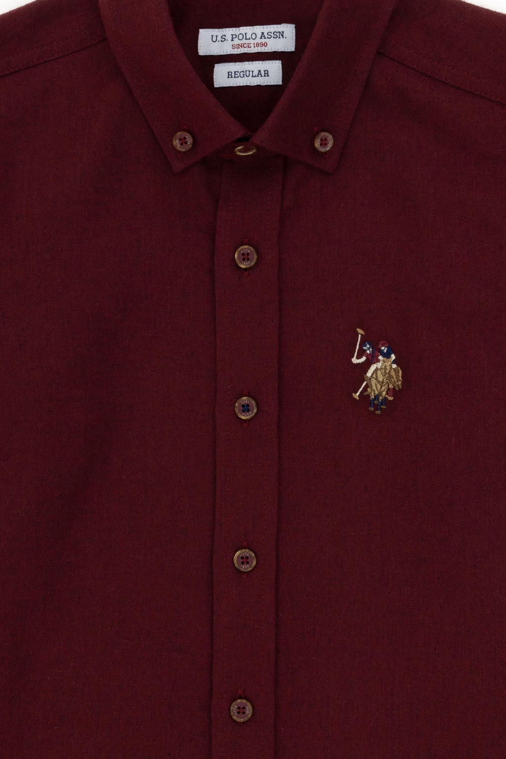 Бордовая базовая рубашка с длинным рукавом для мальчика - U.s. polo assn фото 3