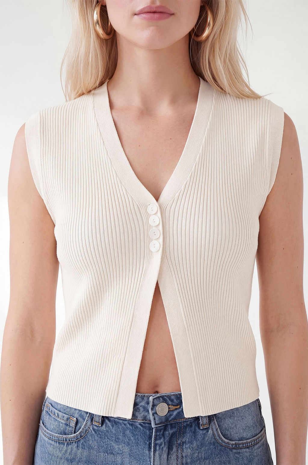 Женский топ вязаный лапша на пуговицах Happyfox