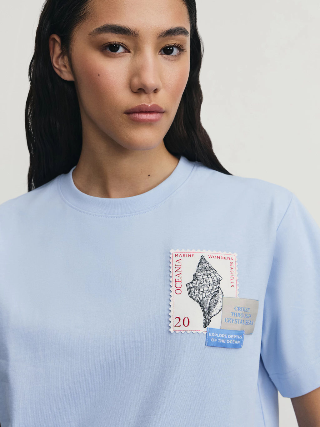 Футболка из хлопка с нашивками / Zarina  фото 2