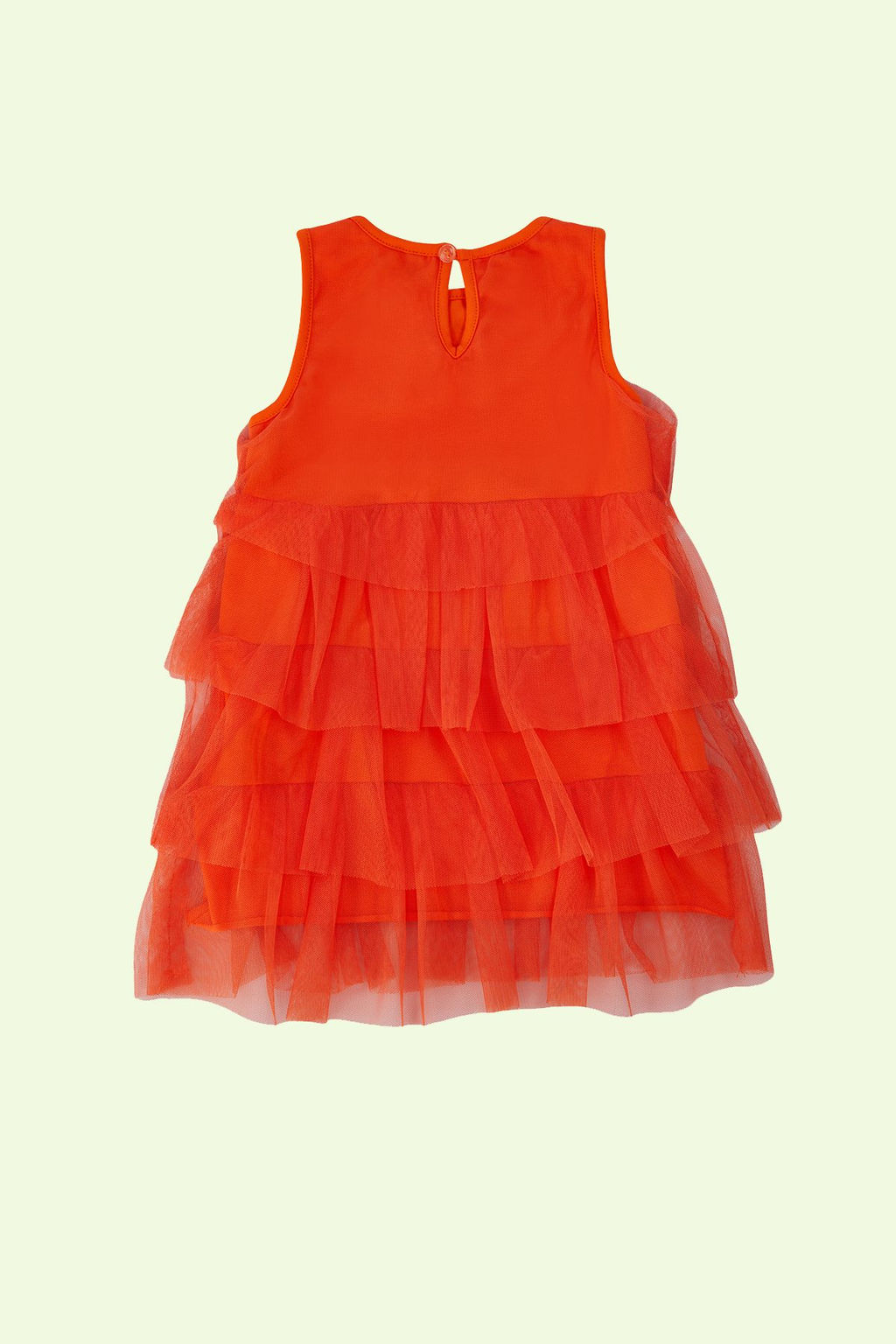 Turuncu K?z Cocuk F?rf?r Detayl? Pamuklu Tullu Bayraml?k Orme Elbise TKDSS24EL00005 - Trendyolmilla фото 2