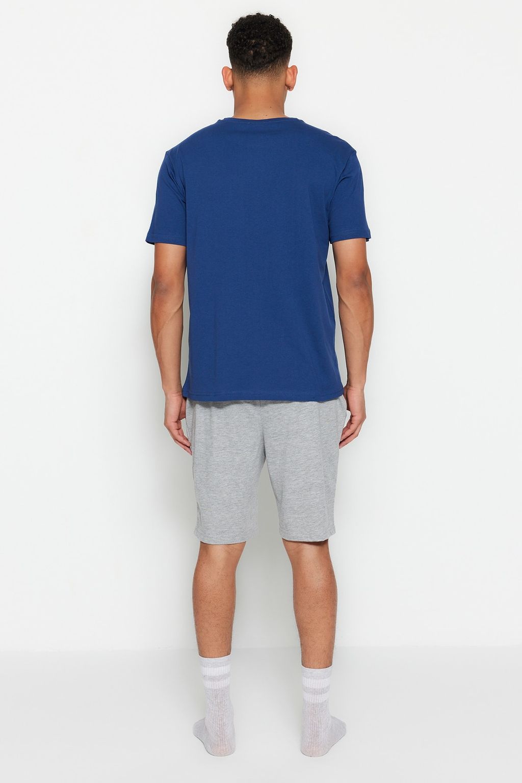 TRENDYOL MAN Mavi %100 Pamuk Regular Fit Orme Yazl?k Sortlu Pijama Tak?m? THMSS21PT0216 - Trendyolmilla фото 17