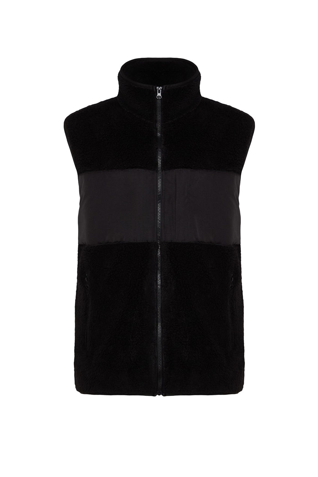 Trendyolmilla Man Siyah Regular Fit Dik Yaka Kumas Bloklu Pelus K?sl?k Yelek TMNAW24YE00000  фото 7