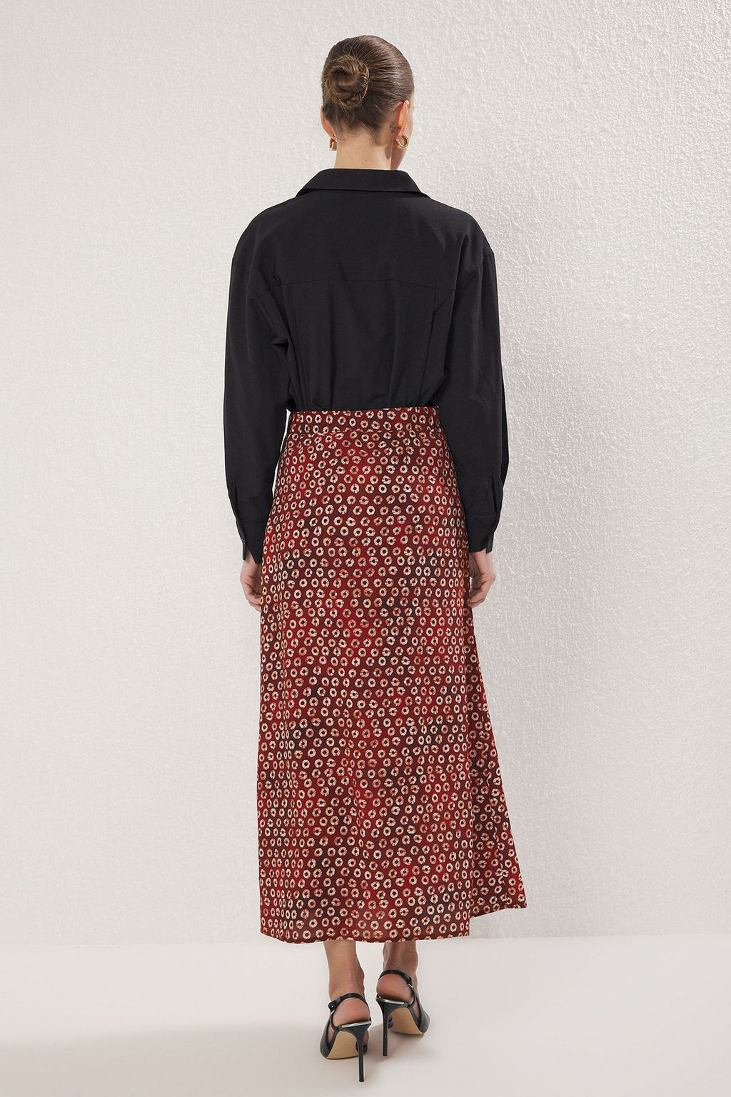 Trendyolmilla Bordo Retro Desenli Maroken Dokuma Uzun Etek TWOSS25ET00182  фото 4