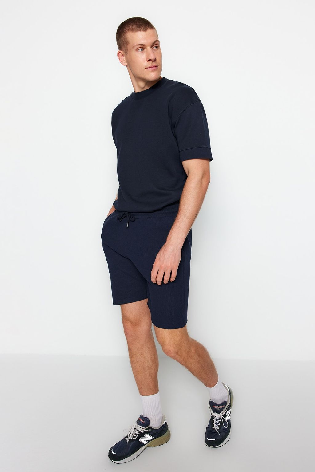 Lacivert-Bej Regular Kordonlu 2 Li Paket Sort & Bermuda TMNSS23SR00076