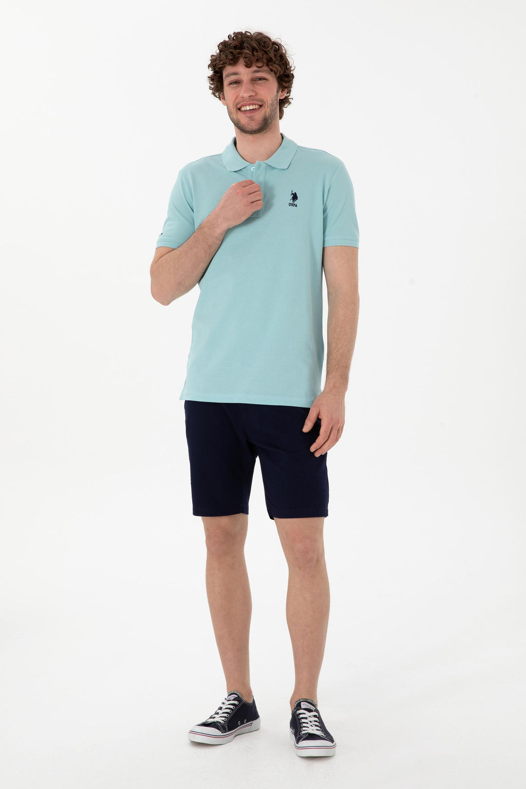 Erkek Slim Fit Polo Yaka A__k Mavi Basic Ti__rt Sepette S_rpriz _ndirim - U.s. polo assn фото 4