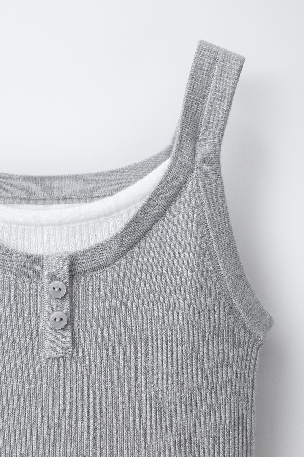 CAMISETA DOBLE RIB / Gris - Zara фото 5