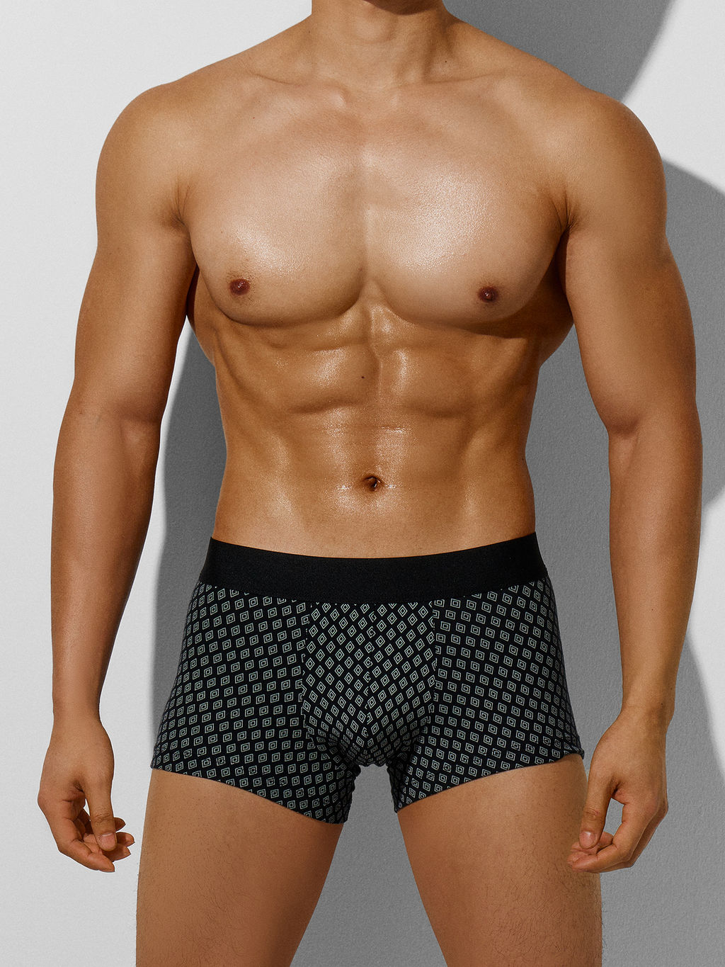 Цена за 2 штуки! Трусы боксеры мужские черные с принтом ромбы на черном2 411215