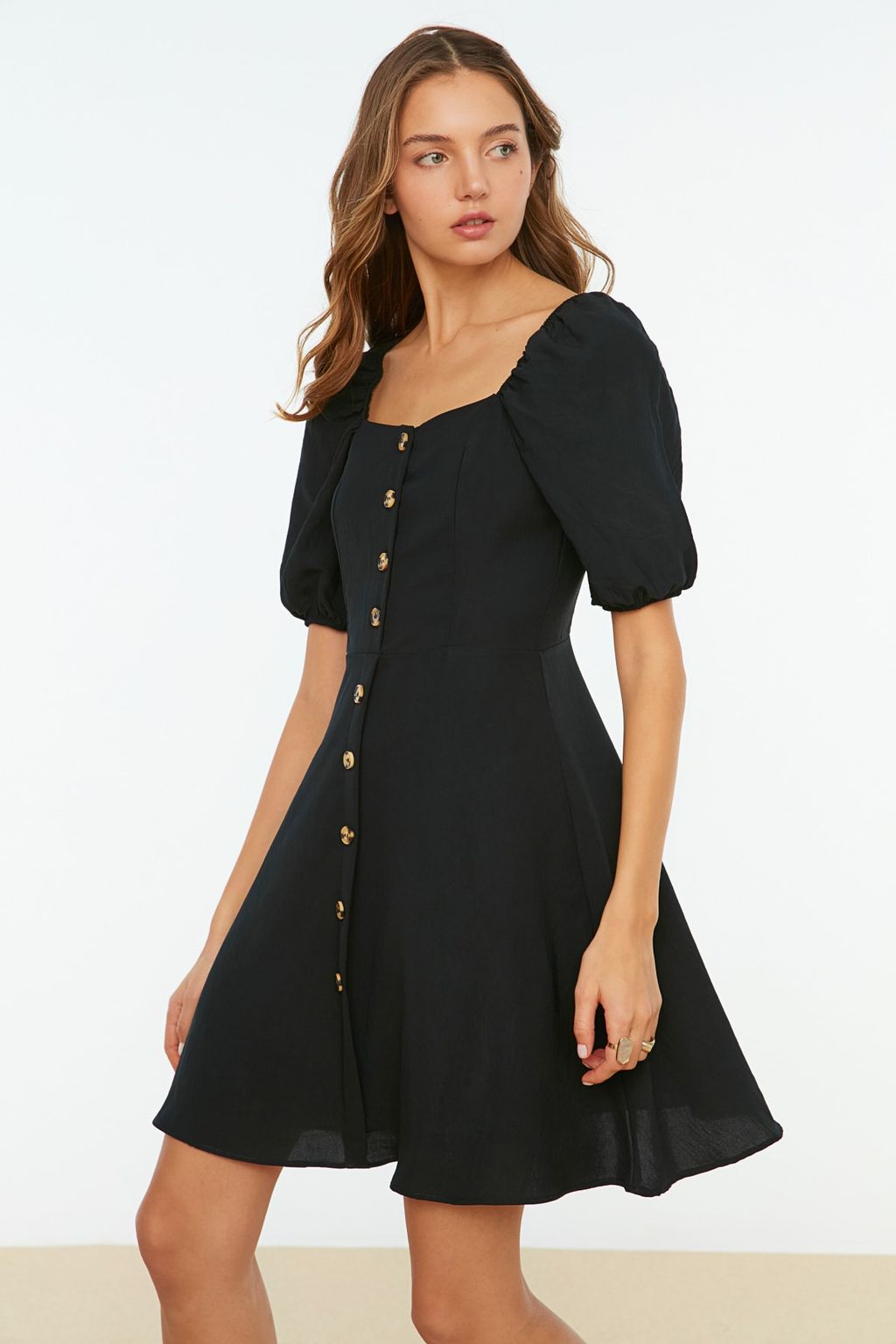 TRENDYOLMILLA Kiremit A Kesim Balon Kollu Mini Dokuma Elbise TWOSS20EL2314  фото 5