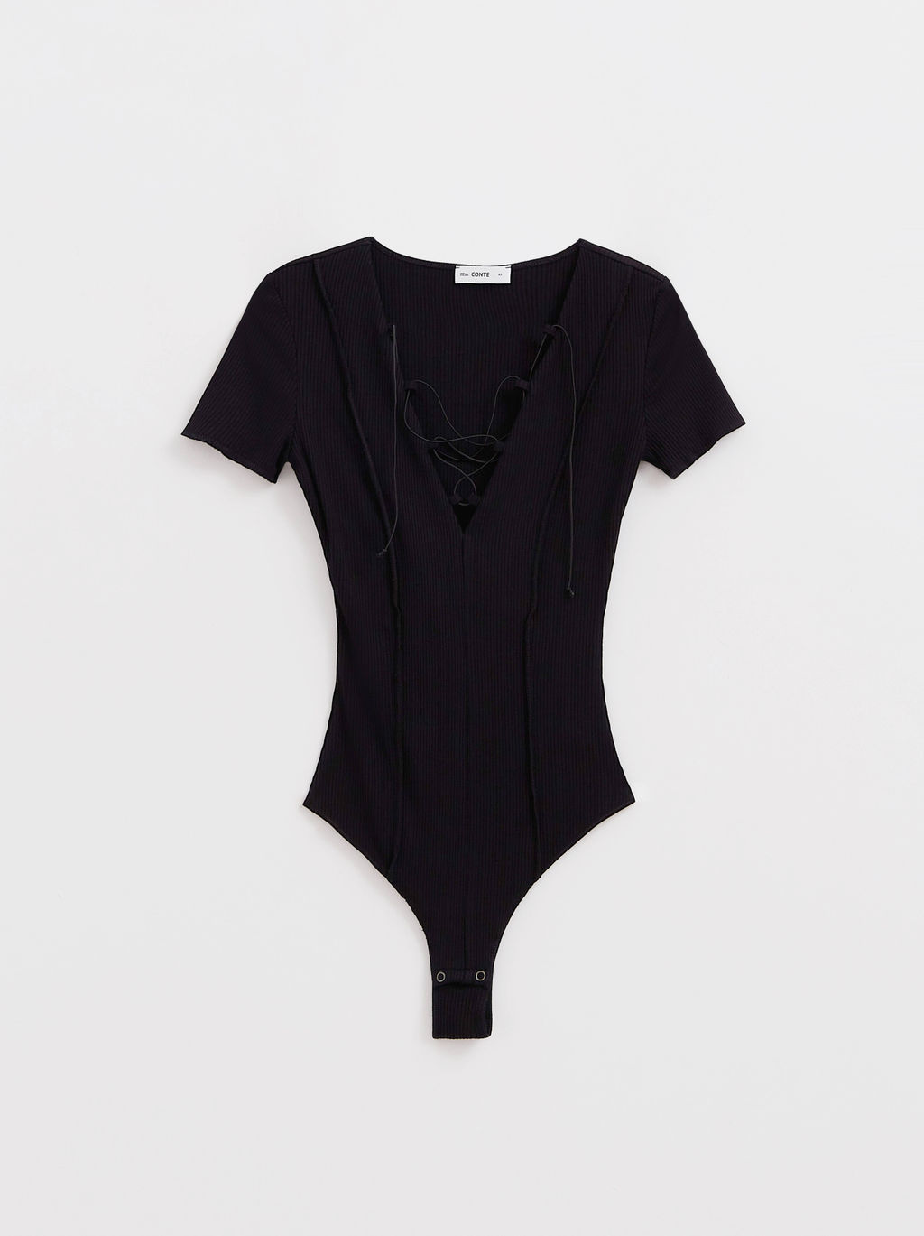 CONTE Боди в рубчик на шнуровке с декоративными швами LBD 2625 black - Conte elegant фото 6