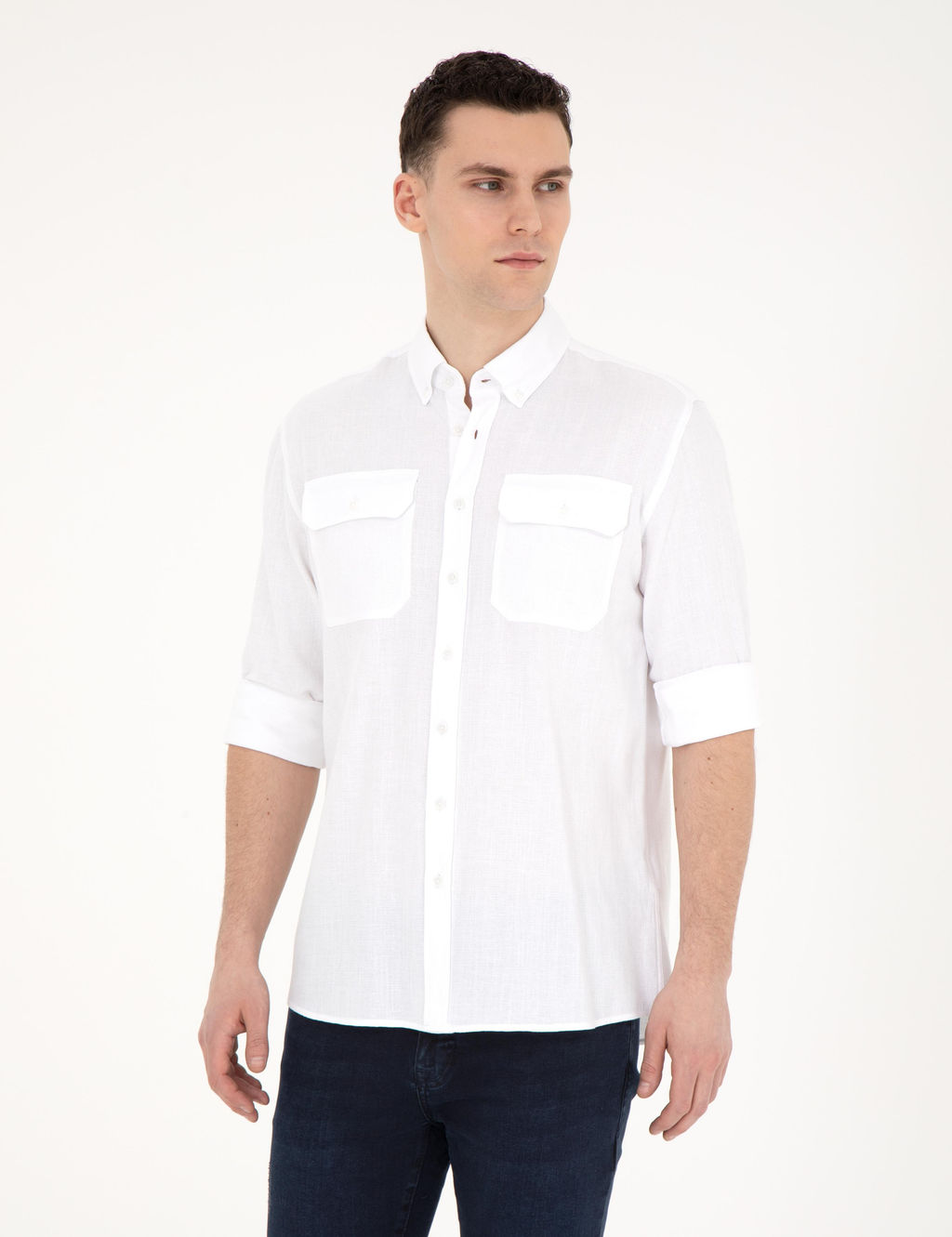 Beyaz Regular Fit Uzun Kollu G_mlek