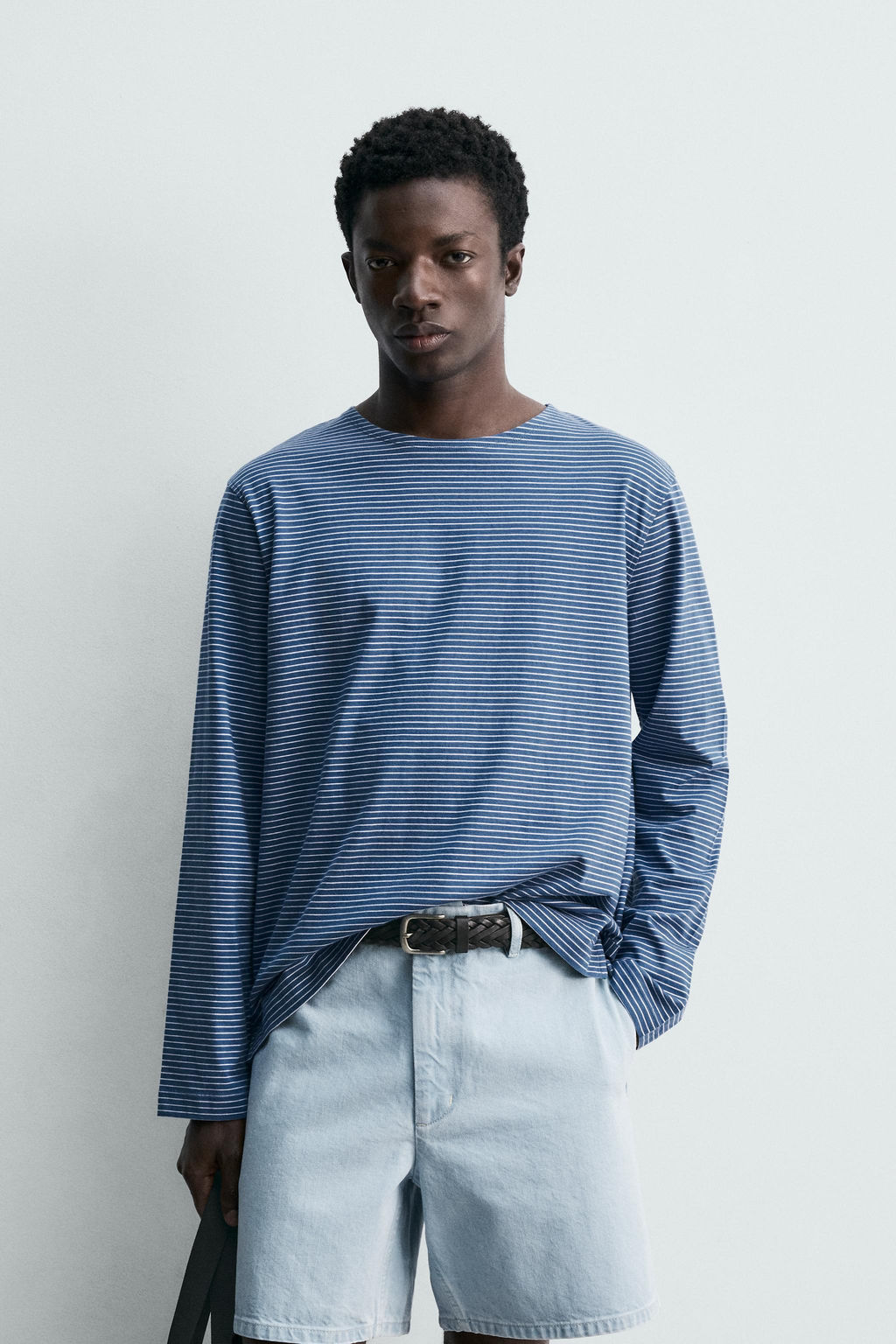 CAMISETA JACQUARD RAYAS / Azul
