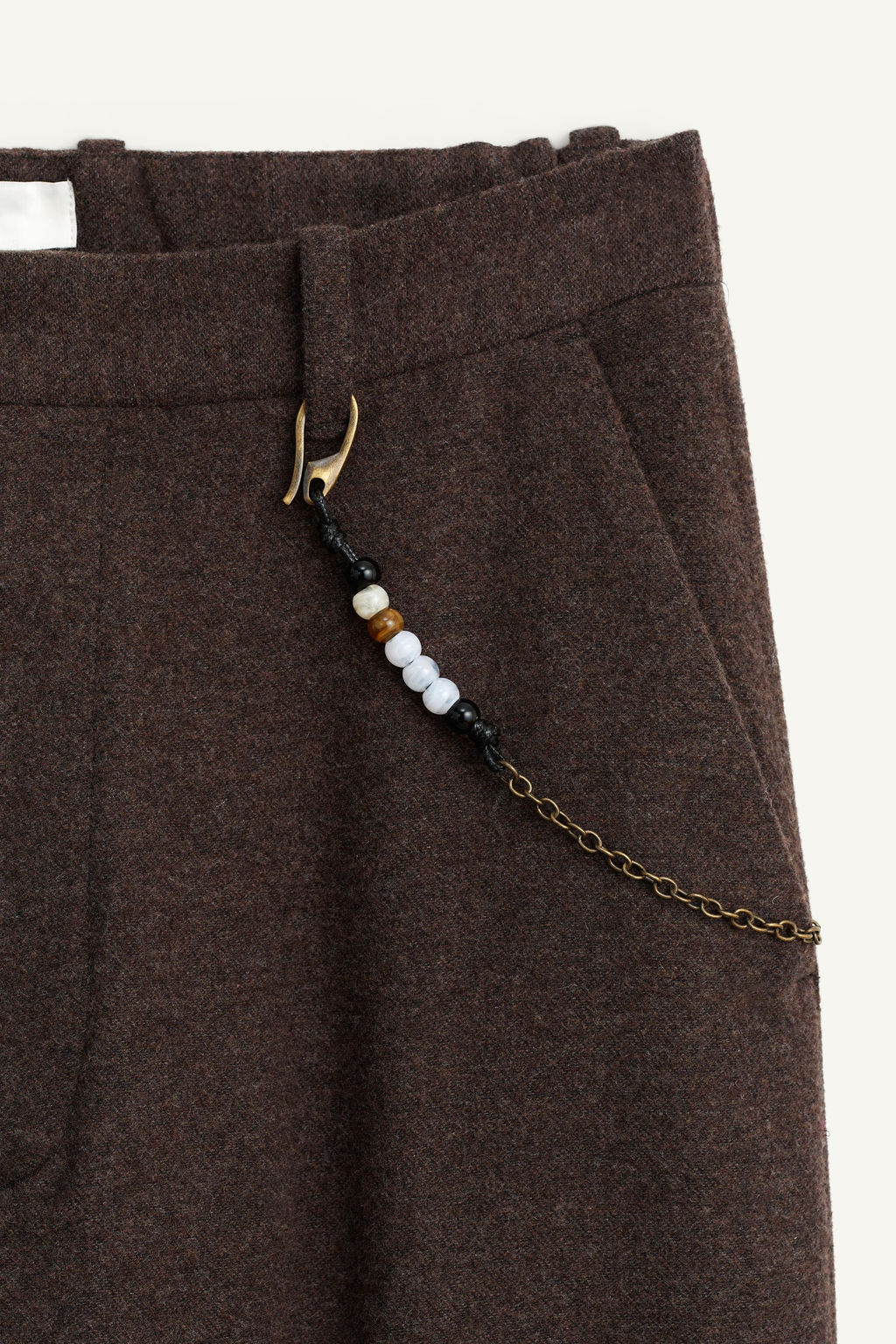 LIMITED EDITION WIDE-LEG WOOL TROUSERS WITH CHAIN - Zara фото 8