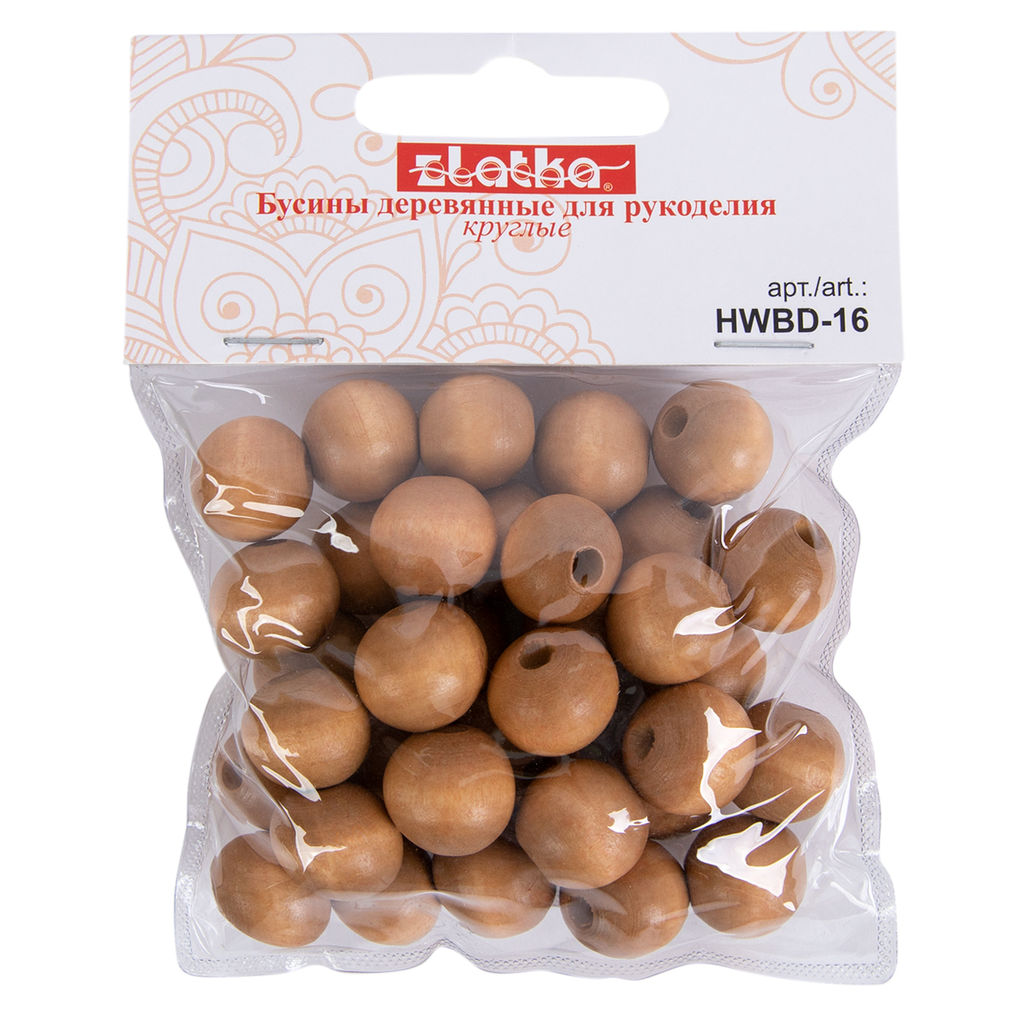Бусина Zlatka дерево HWBD-16 16 мм 10 х 40 г тёмное дерево  фото 3