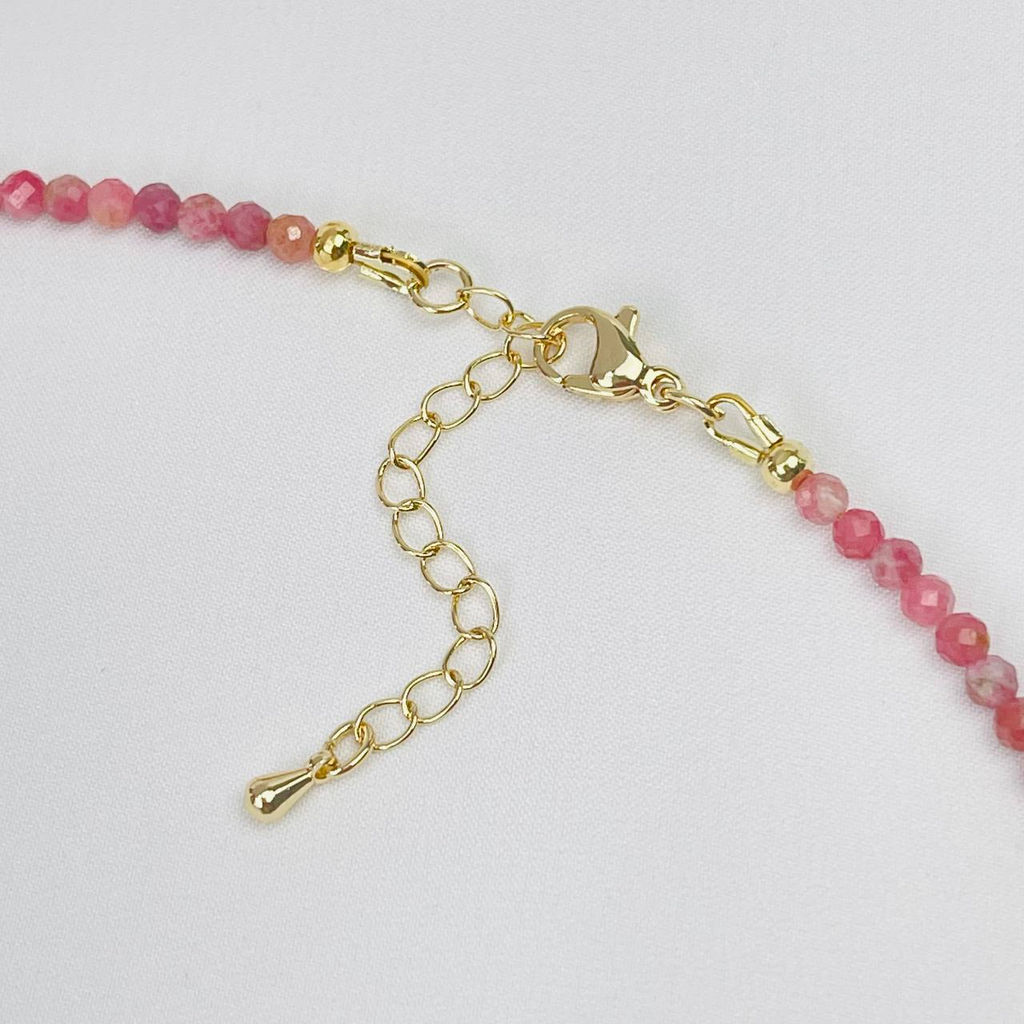 Колье из Родонита и Жемчуга 38 см +