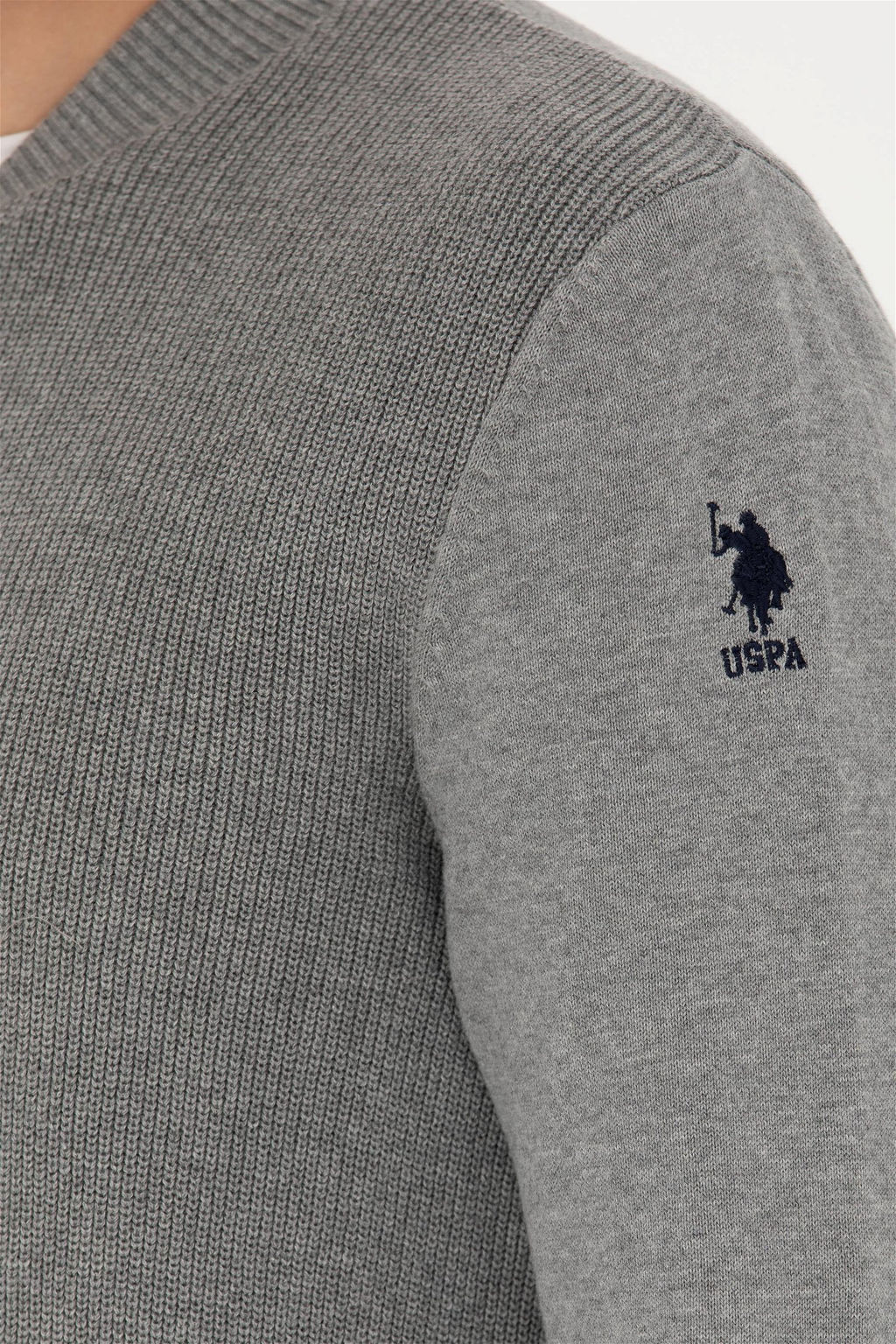 Мужской серый меланжевый базовый трикотажный кардиган - U.s. polo assn фото 7