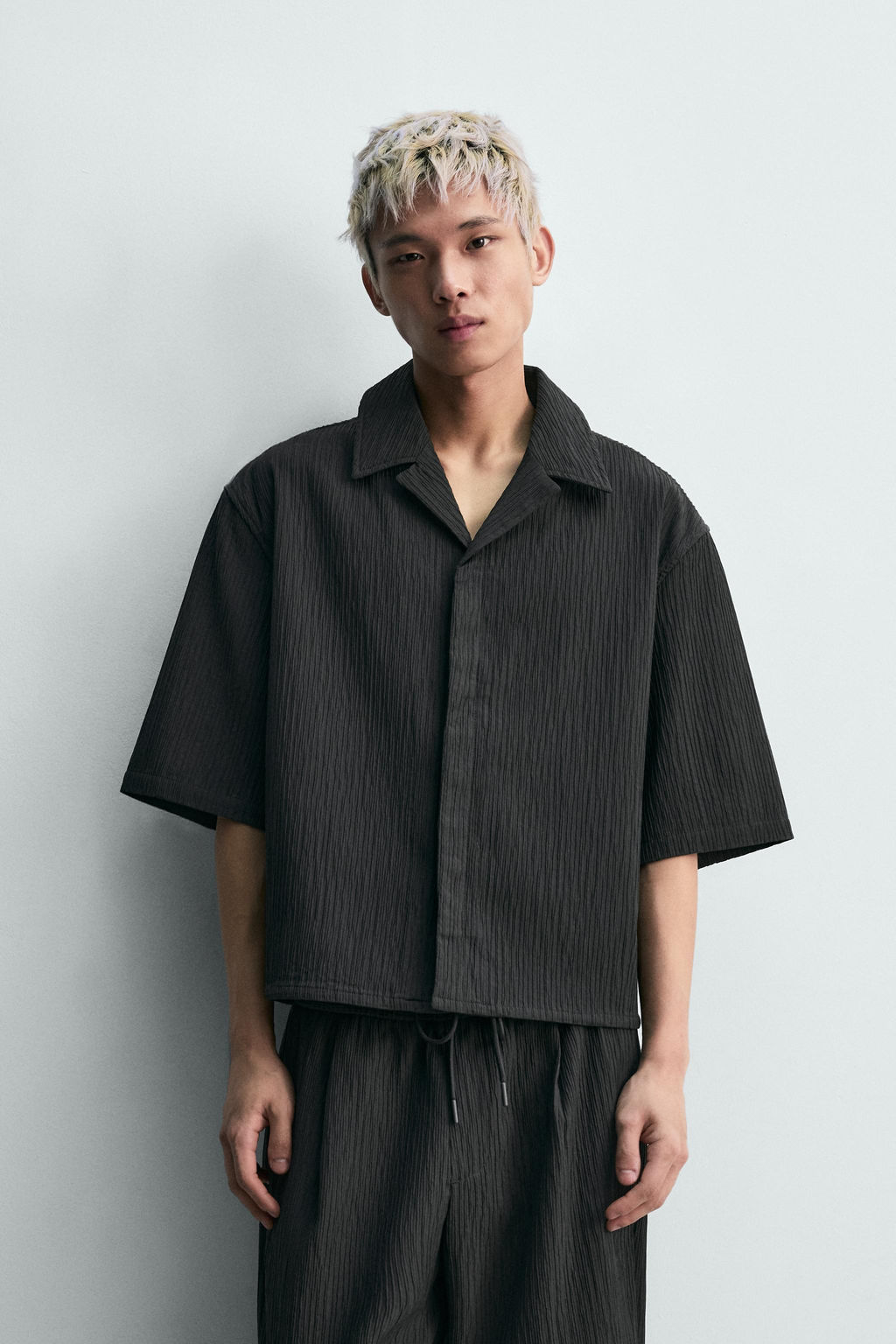 CAMISA RELAXED FIT TEXTURA IRREGULAR / Gris oscuro - Zara фото 2