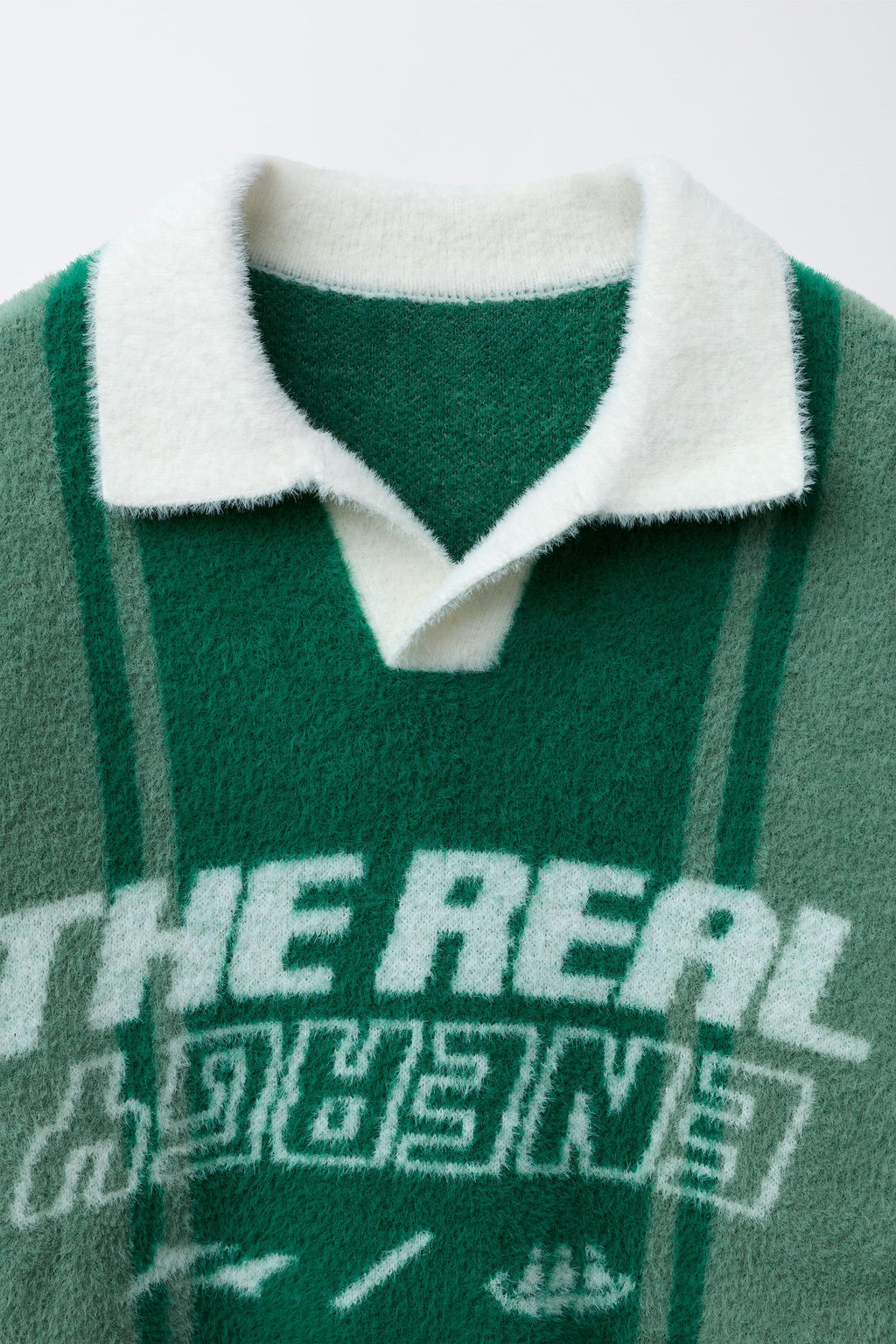 FAUX FUR KNIT POLO SWEATER WITH SLOGAN - Zara фото 3