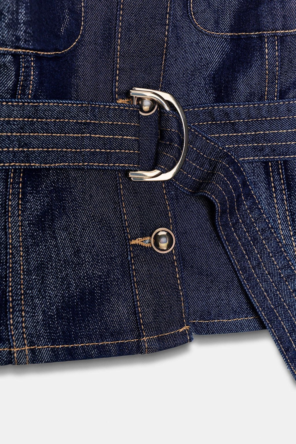 Z1975 DENIM WAISTCOAT WITH BELT - Zara фото 8