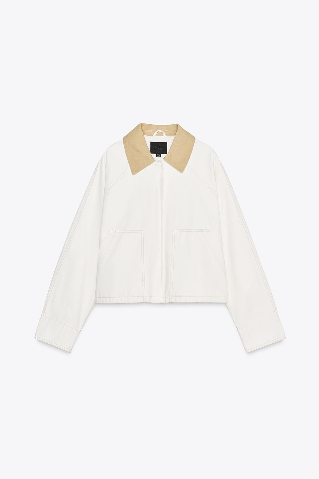 WAXED JACKET WITH CONTRAST COLLAR - Zara фото 8