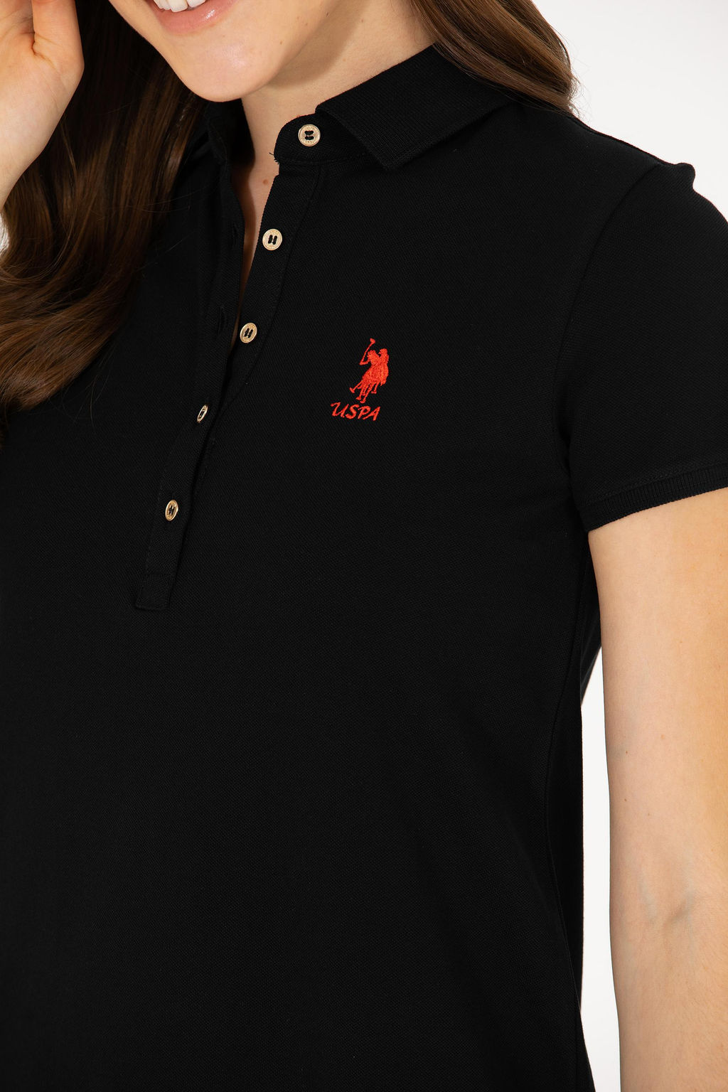 Kad_n Siyah Polo Yaka Mini Boy _rme Elbise