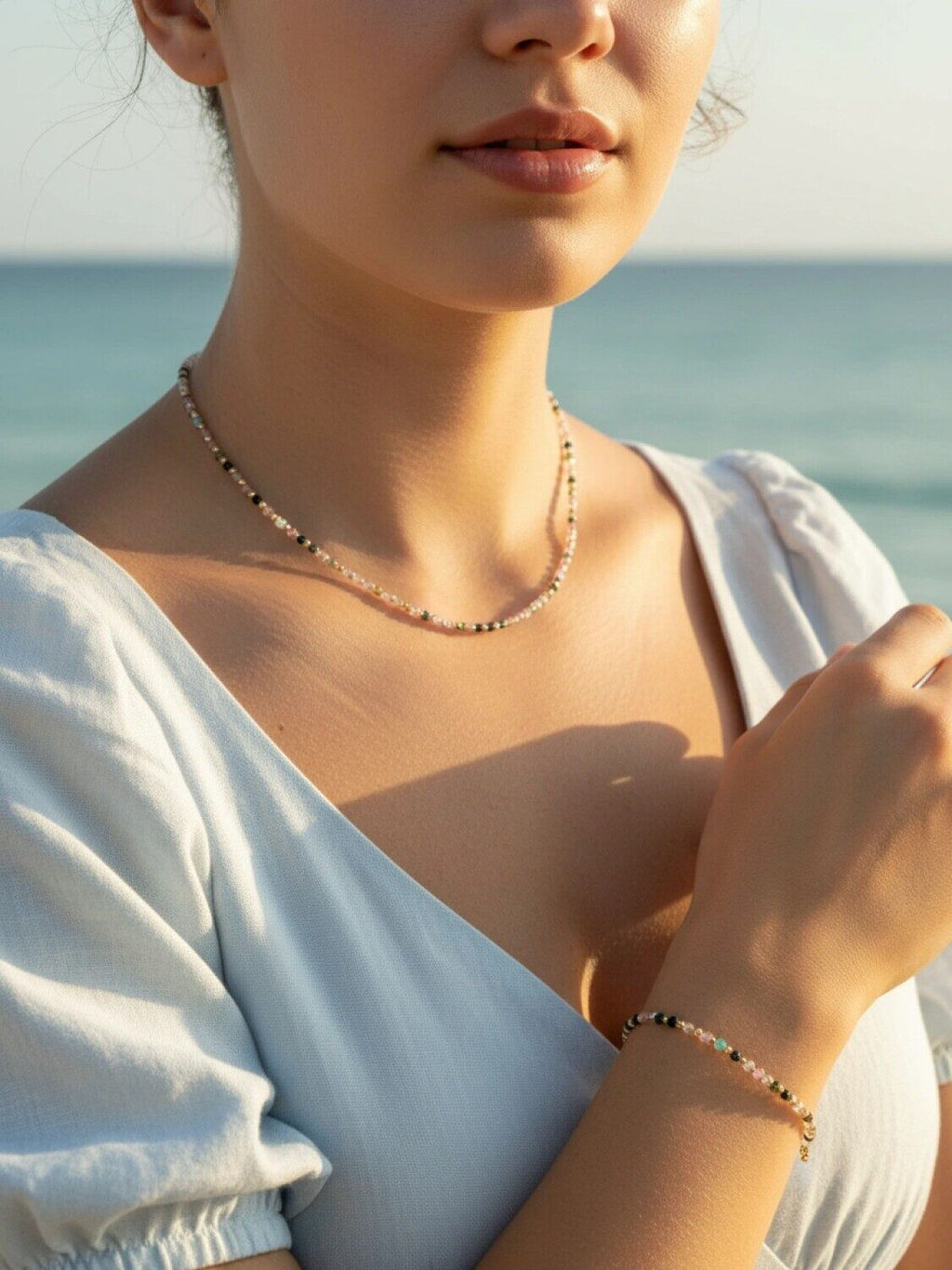 Комплект из натуральных камней и кристаллов