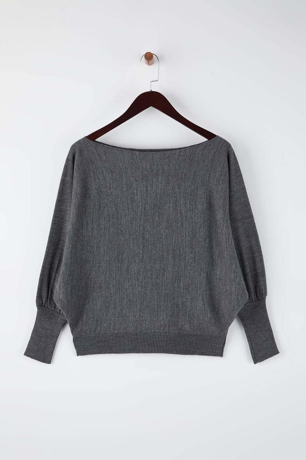 Siyah Genis Kal?p Yarasakol Kay?k Yaka Triko Kazak TWOAW26KZ00198 - Trendyolmilla фото 11