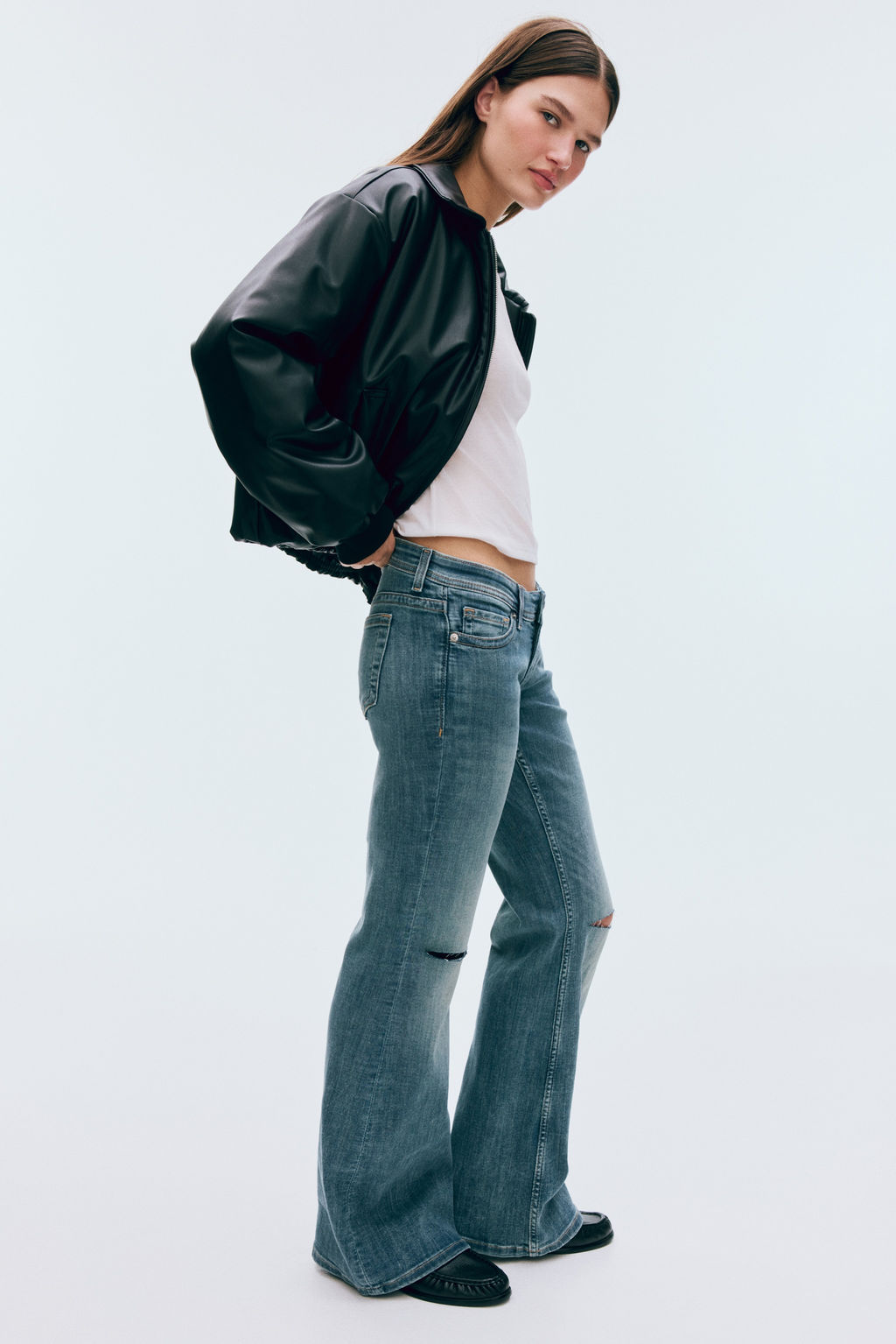 Flared Leg Ultra Low Waist Jeans - H&m фото 4