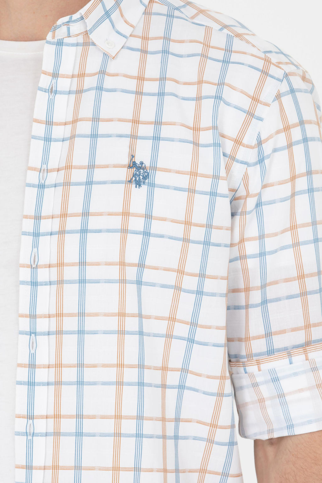 U. S. Polo Assn Мужская рубашка в клетку цвета экрю - U.s. polo assn фото 7