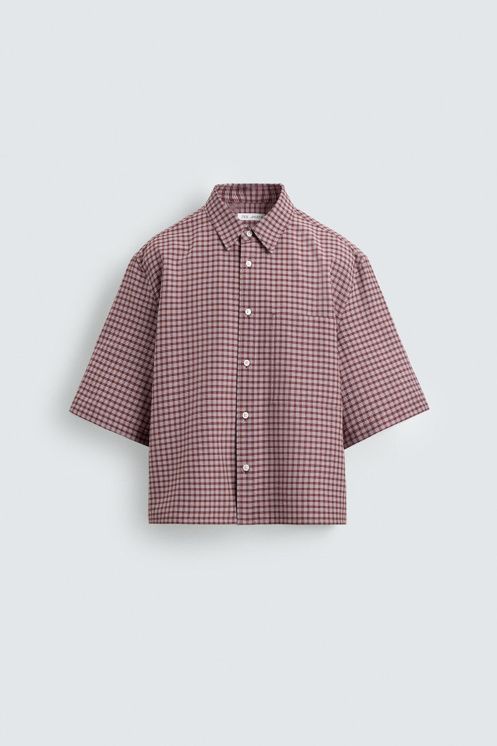 CAMISA CROPPED FIT CUADROS / Rojo oscuro - Zara фото 8