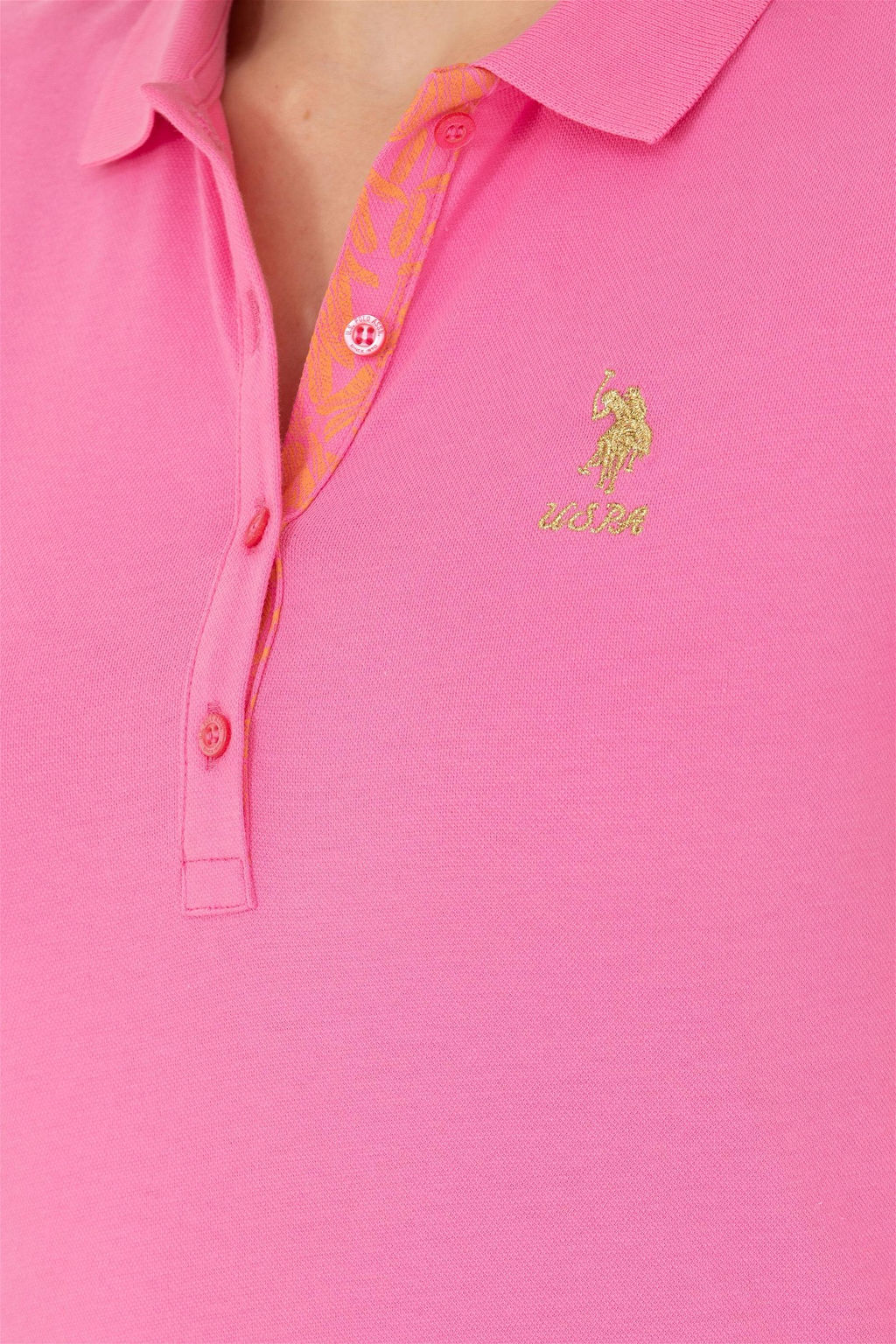 Женская розовая базовая футболка с воротником-поло Неожиданная скидка в корзине - U.s. polo assn фото 7