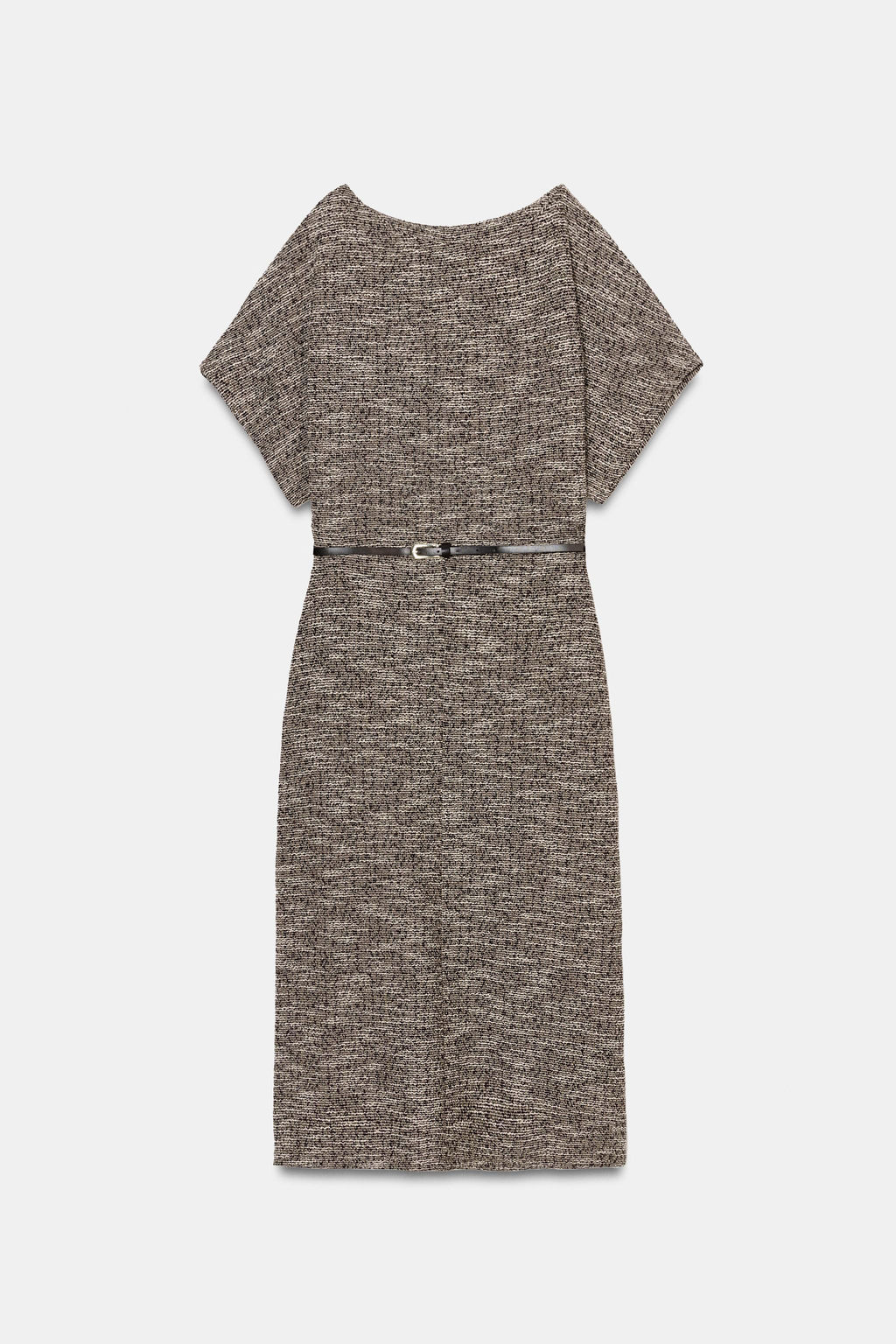 VESTIDO MIDI TEXTURA CINTUR?N / Marr?n / Crudo - Zara фото 7