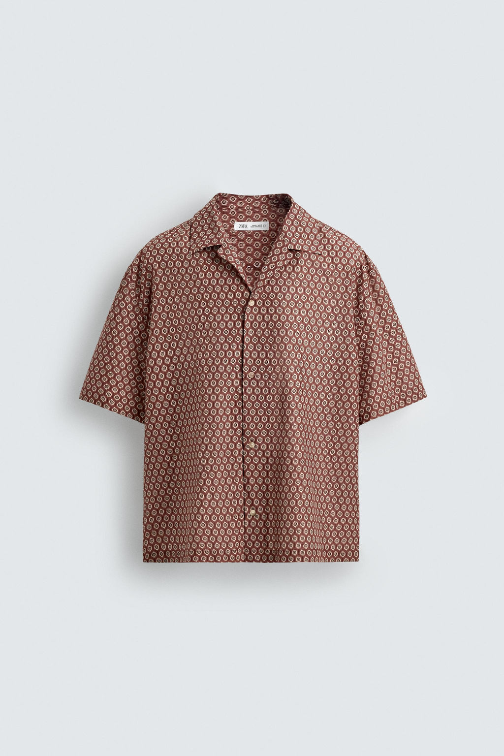 CAMISA RELAXED FIT ESTAMPADO GEOM?TRICO / Teja