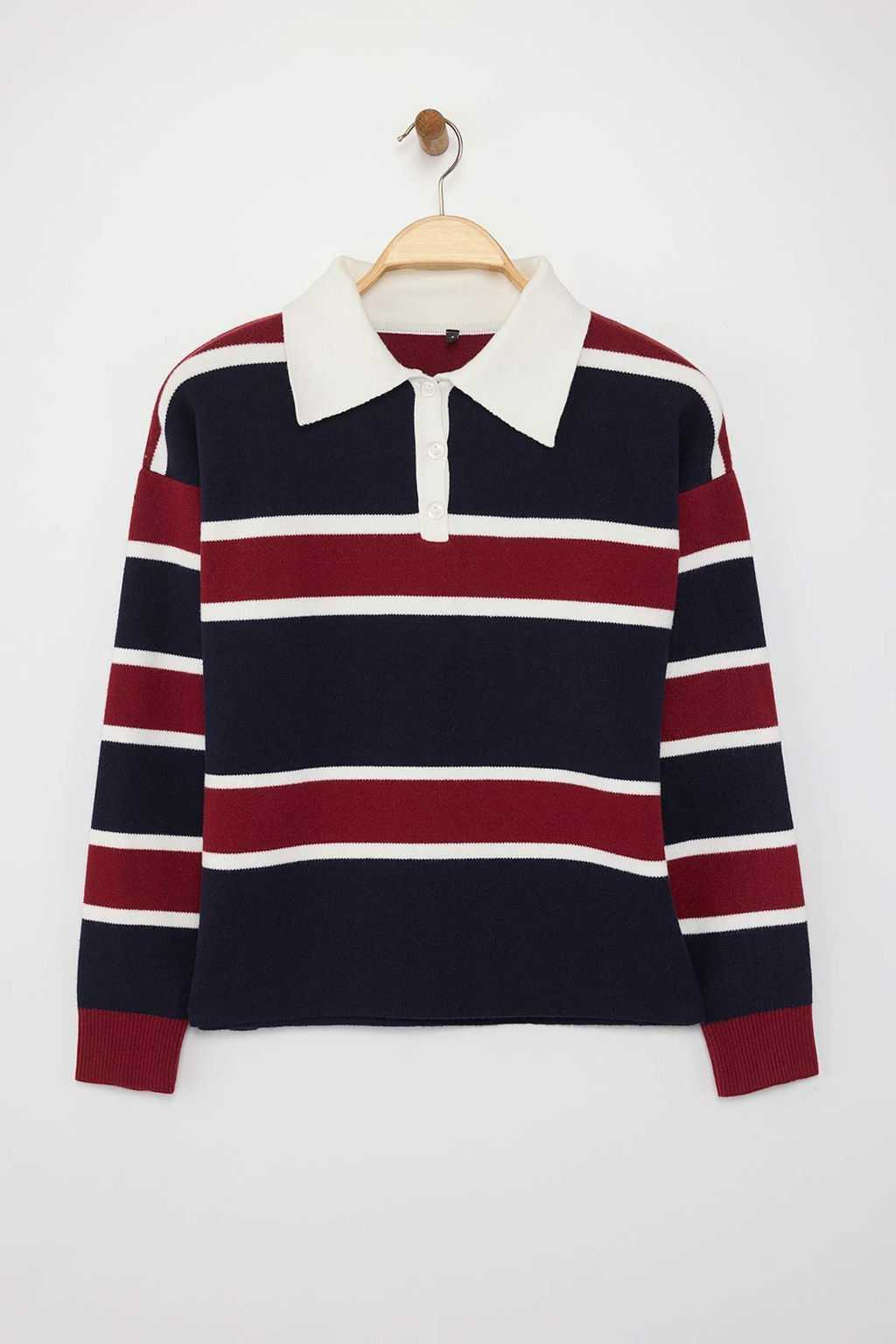 Wardrobe Essentials Lacivert Premium/Ozel Iplik Polo Yaka Triko Kazak | TWOAW26KZ00060 - Trendyolmilla фото 5