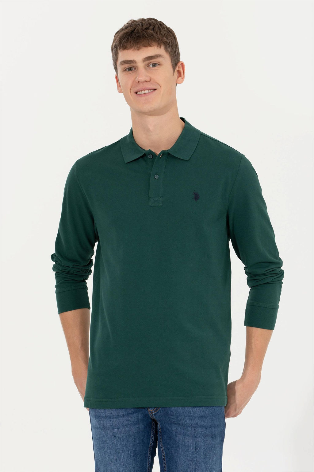 U. S. Polo Assn / Мужской зеленый базовый свитшот - U.s. polo assn фото 3