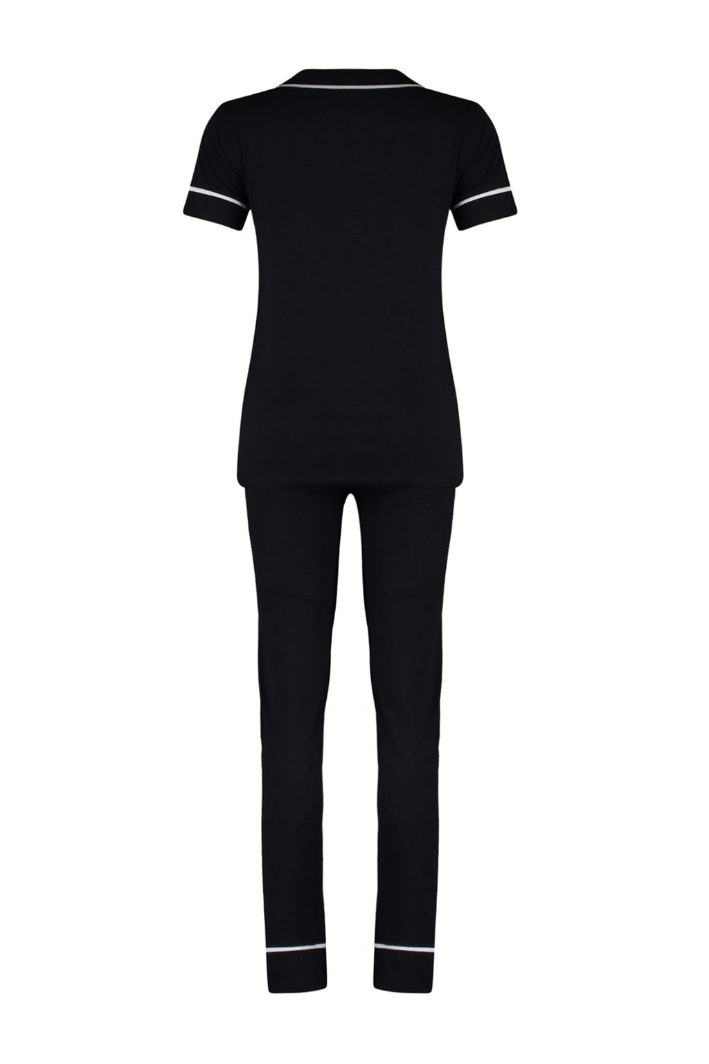 Trendyolmilla Siyah Pamuklu Yaka Kuzu Bask?l? Dar Kal?p Orme Pijama Tak?m? THMAW22PT0704 фото 16